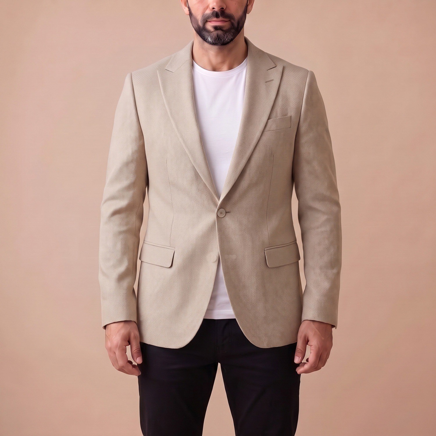 Bej Kırçıllı Blazer Ceket Erkek