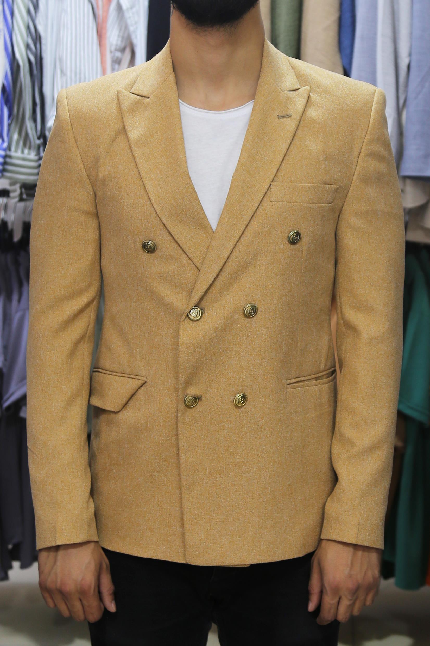 Bej Kruvaze Blazer Ceket