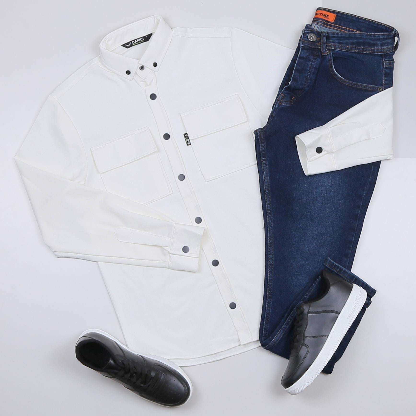 Beyaz Cepli Gömlek Pantolon Ayakkabı Kombini