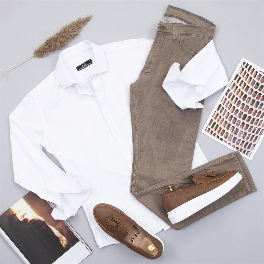 Beyaz Gömlek Pantolon Ayakkabı Kombin