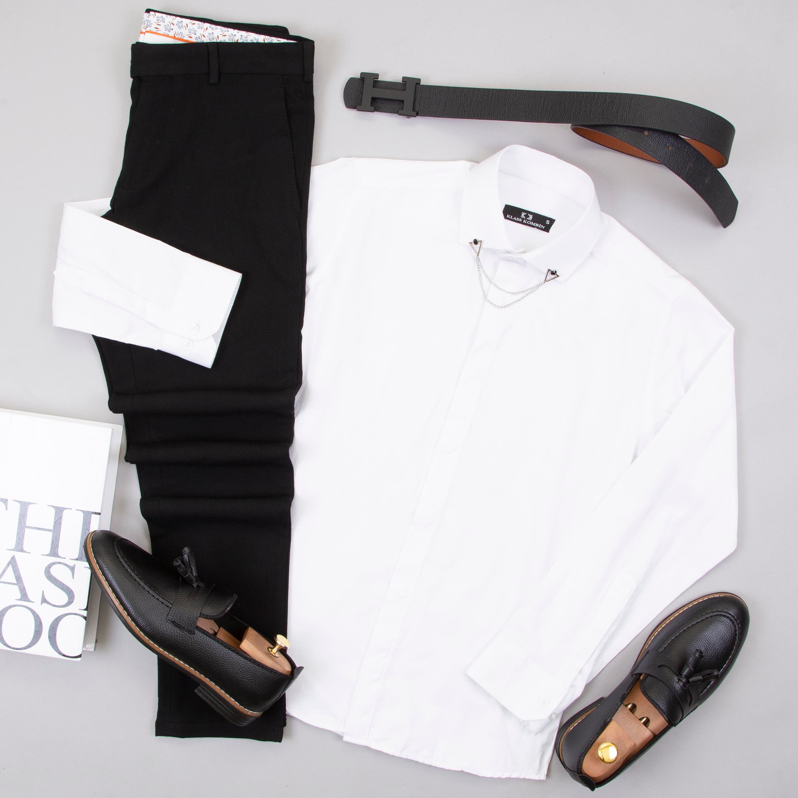 Beyaz Gömlek Siyah Pantolon Ayakkabı Kombin