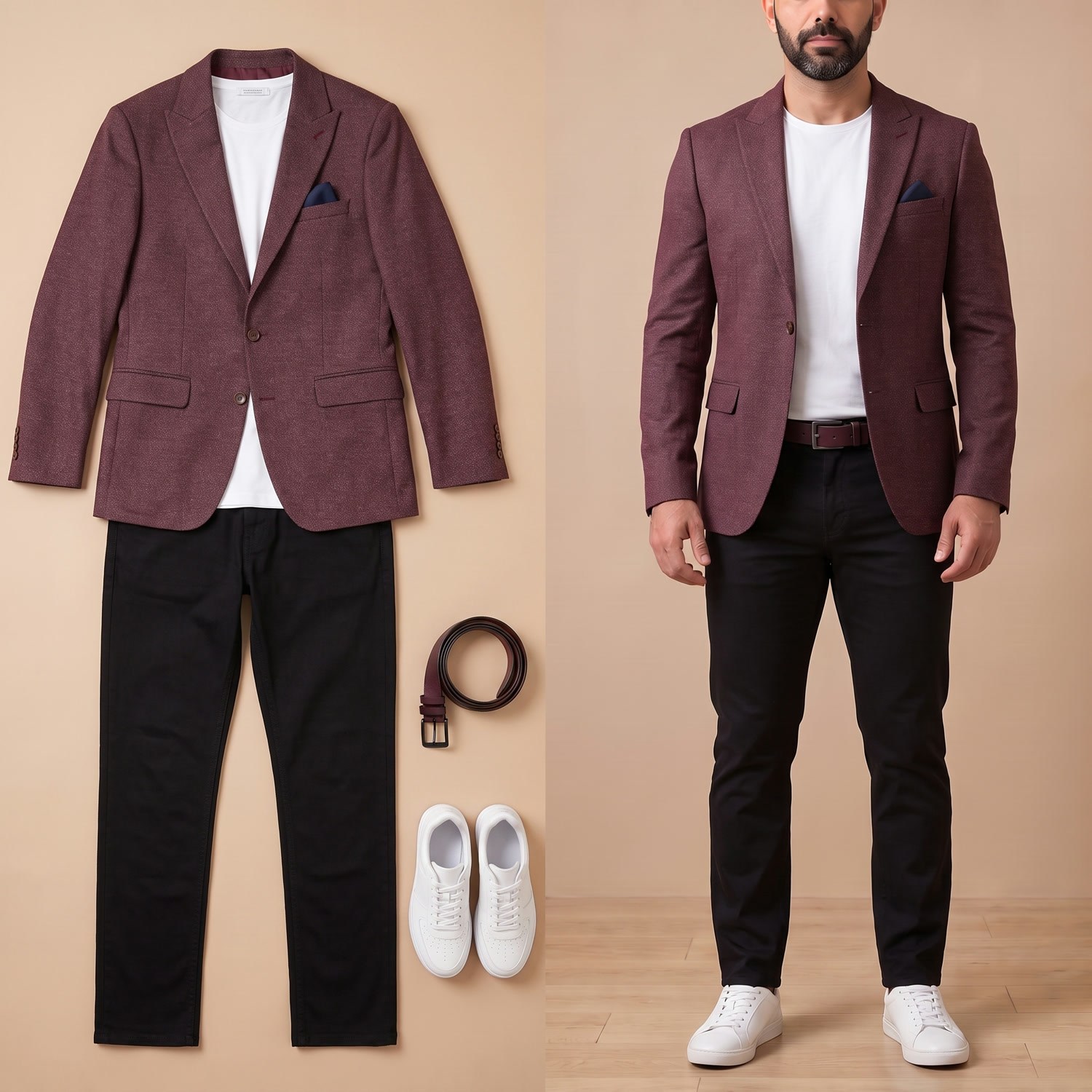 Bordo Blazer Ceket Kombini