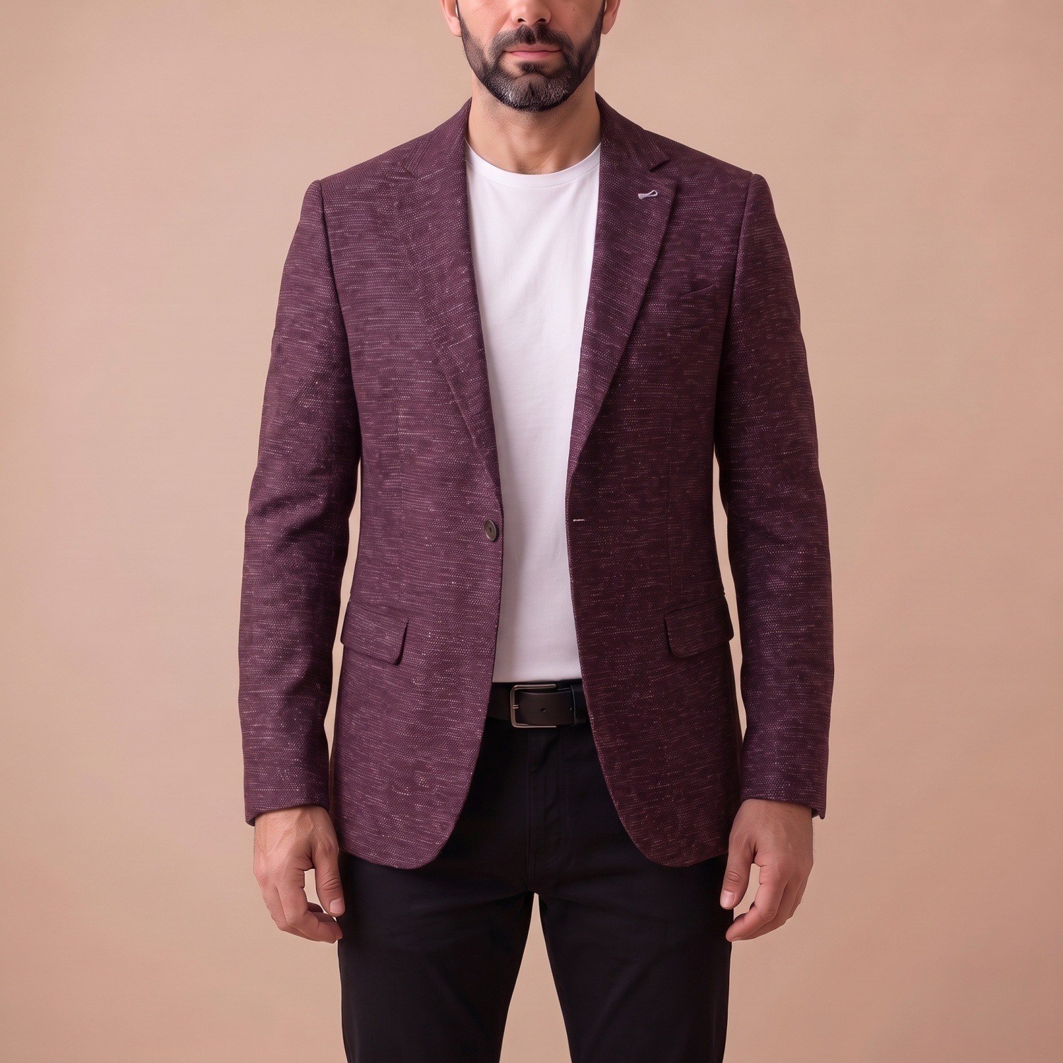 Bordo Kırçıllı Blazer Ceket Erkek