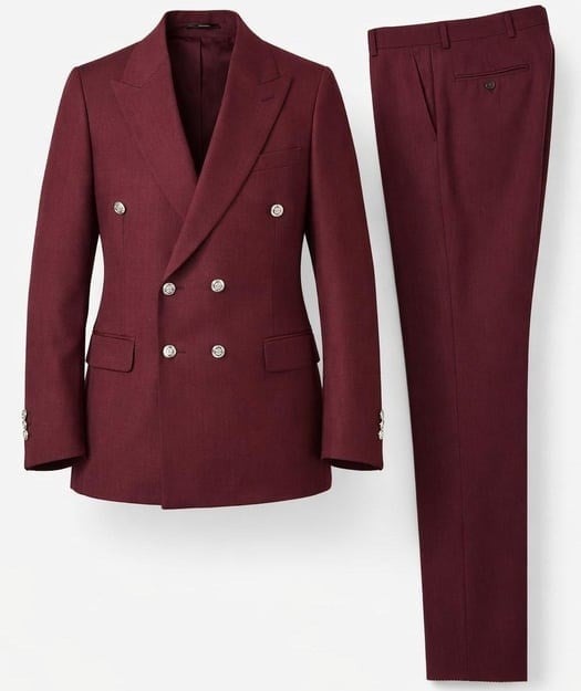 Bordo Kruvaze  Ceket   Pantolon Kombini
