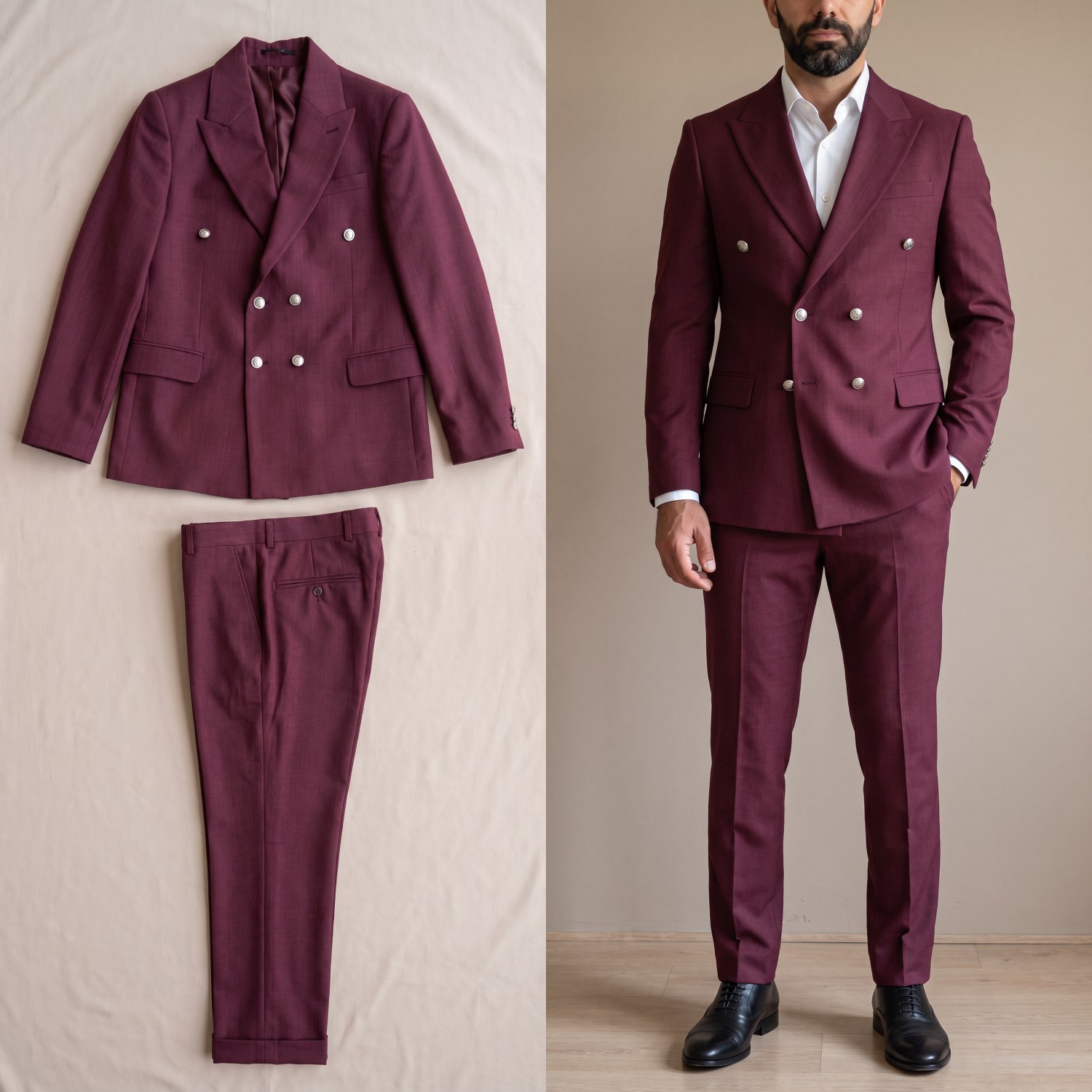 Bordo Kruvaze Takım Elbise Erkek | Slim Fit İndirimli Takım