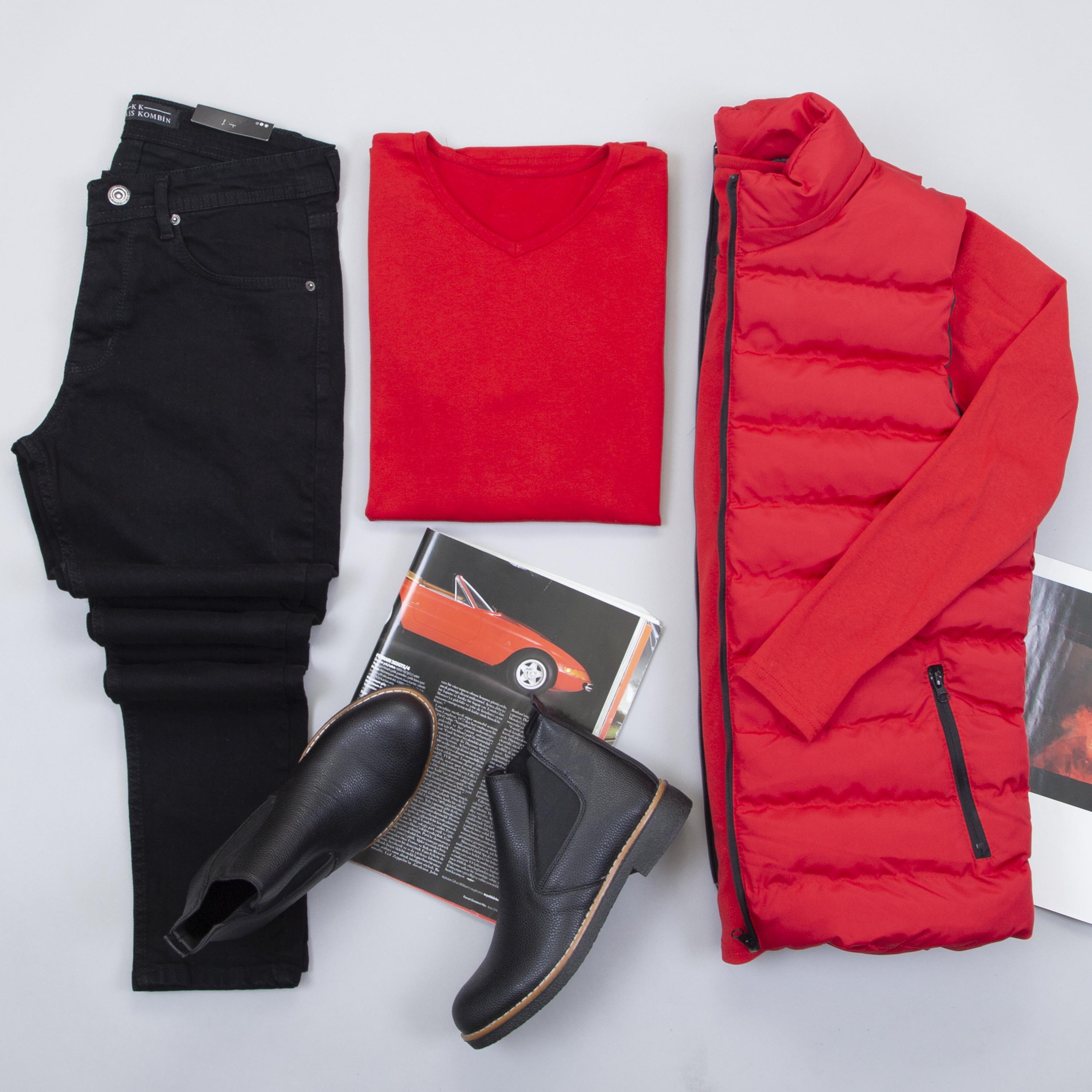 Çıkarılabilir Kapşonlu Şişme Yelek Body Pantolon Bot Kombin