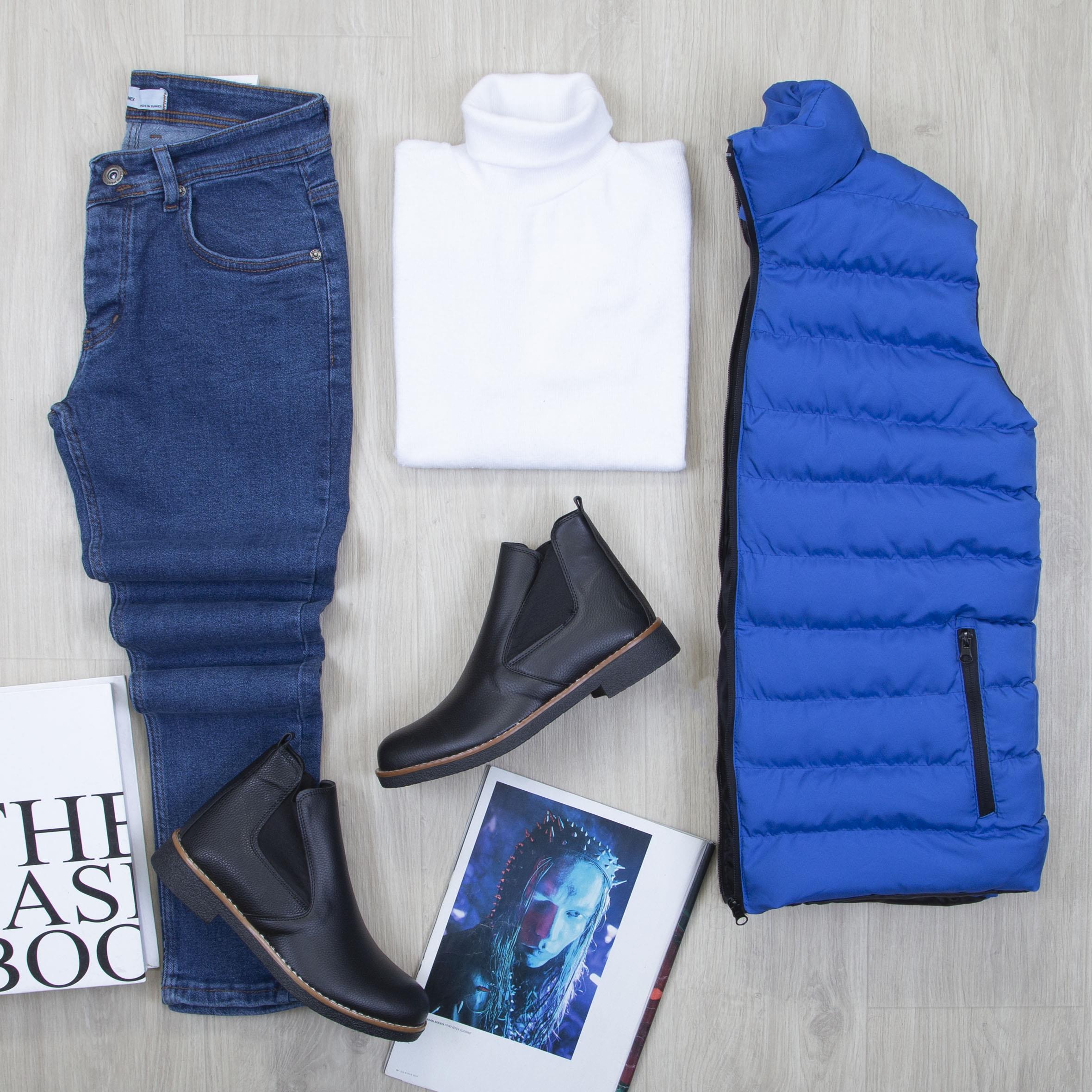 Çıkarılabilir Kapşonlu Şişme Yelek Boğazlı Body Pantolon Bot Kombin