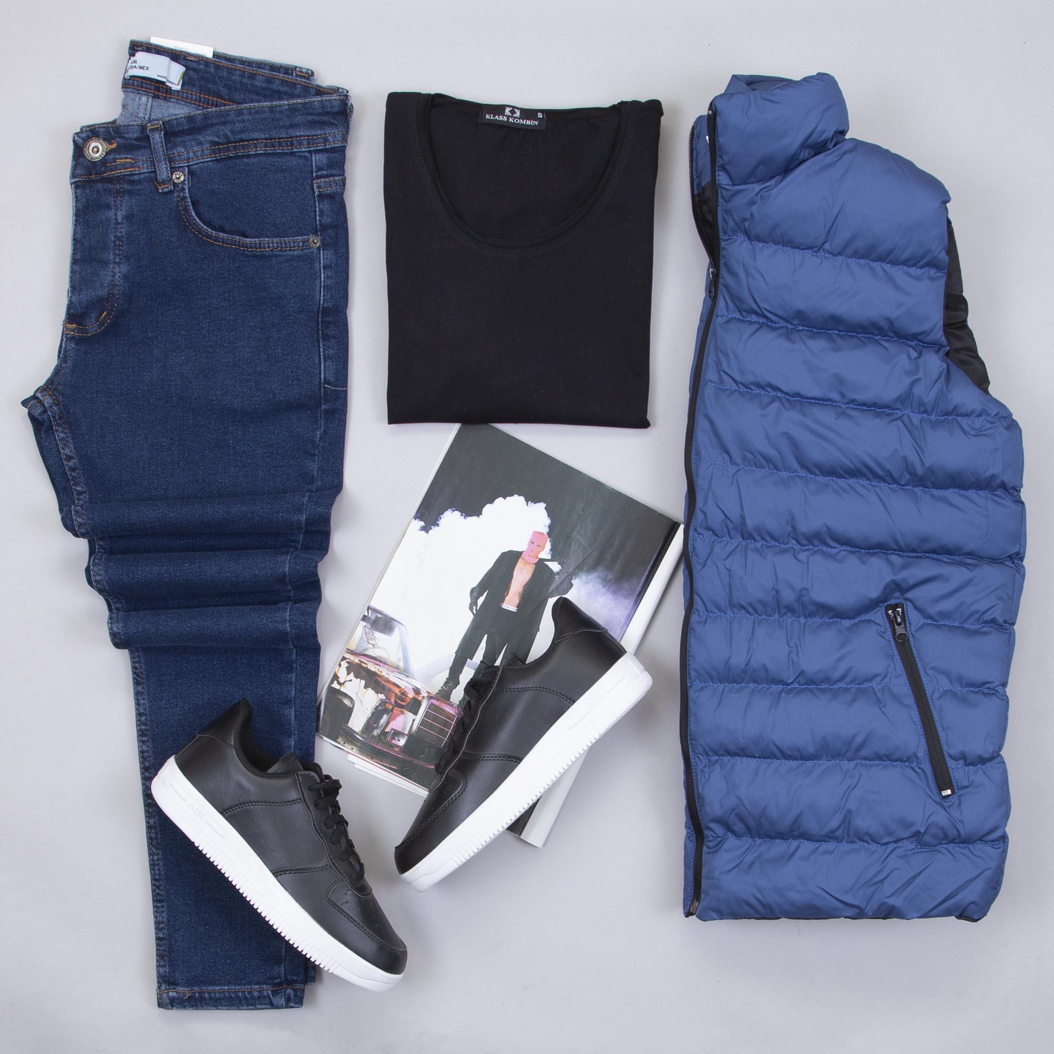 Çıkarılabilir Kapşonlu Şişme Yelek Tişört Pantolon Ayakkabı Kombin