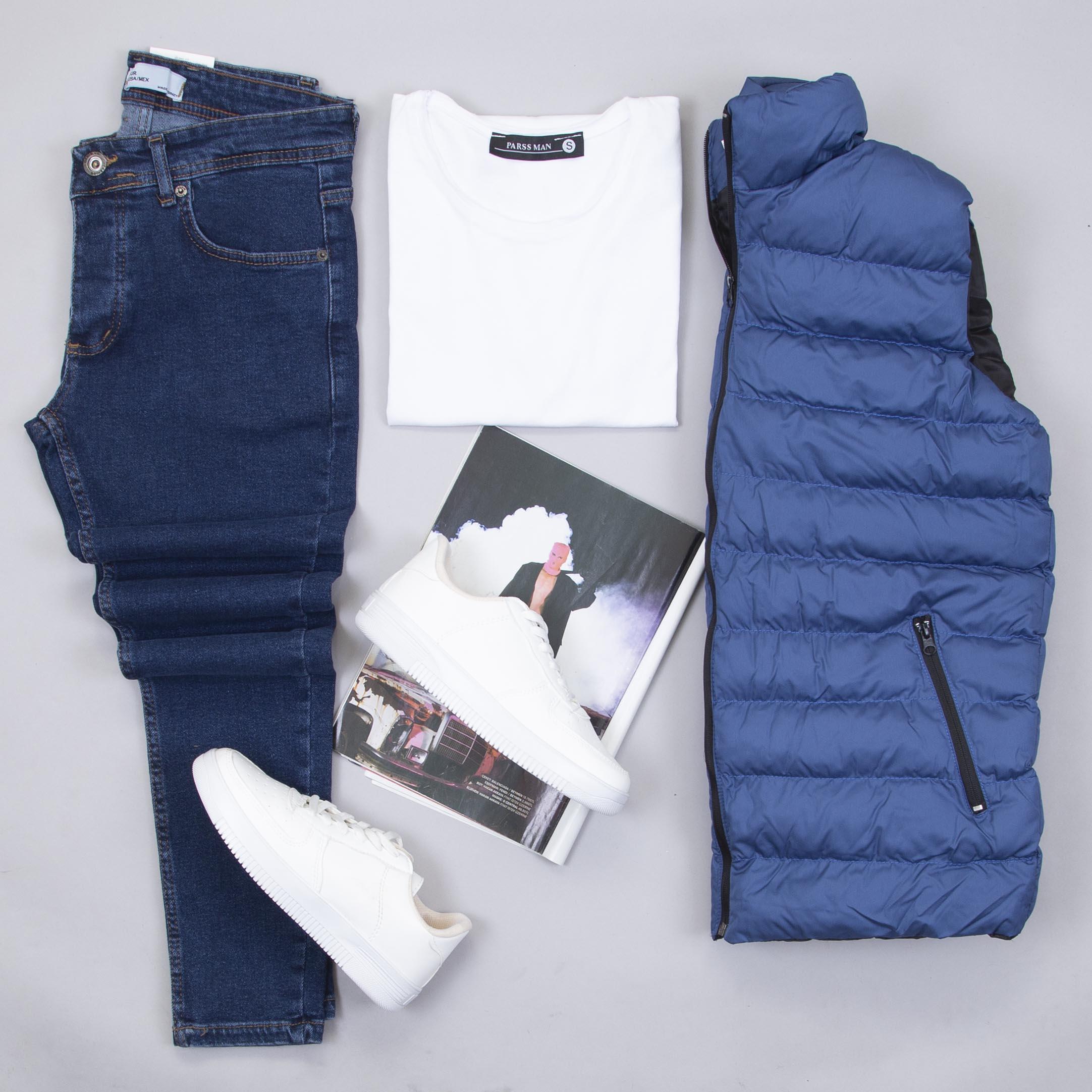 Çıkarılabilir Kapşonlu Şişme Yelek Tişört Pantolon Ayakkabı Kombin