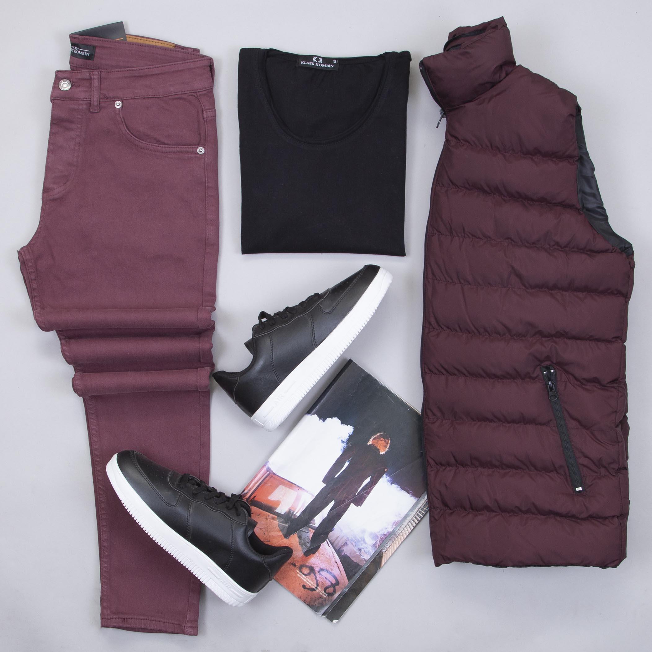 Çıkarılabilir Kapşonlu Şişme Yelek Tişört Pantolon Ayakkabı Kombin