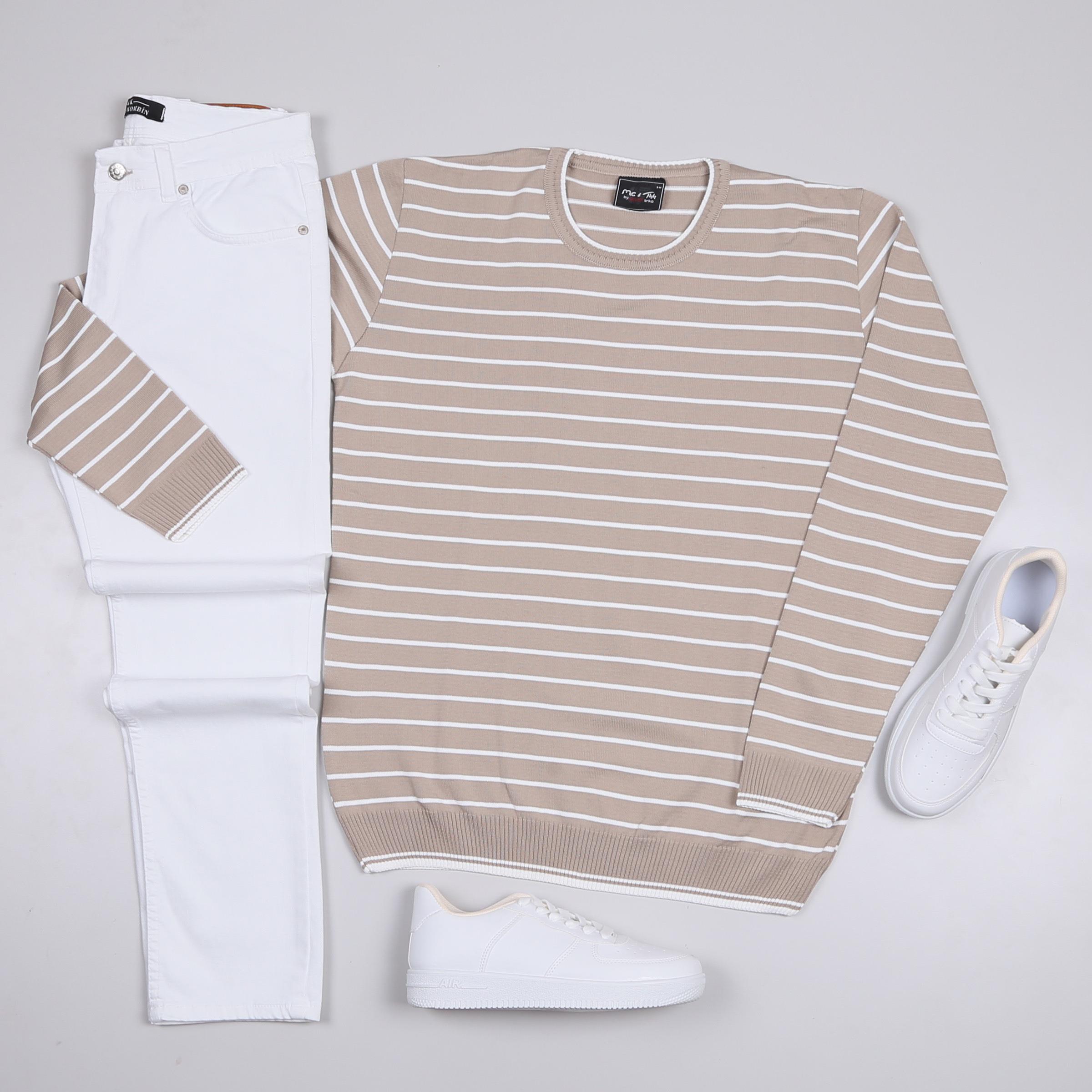 çizgili triko kazak kombini