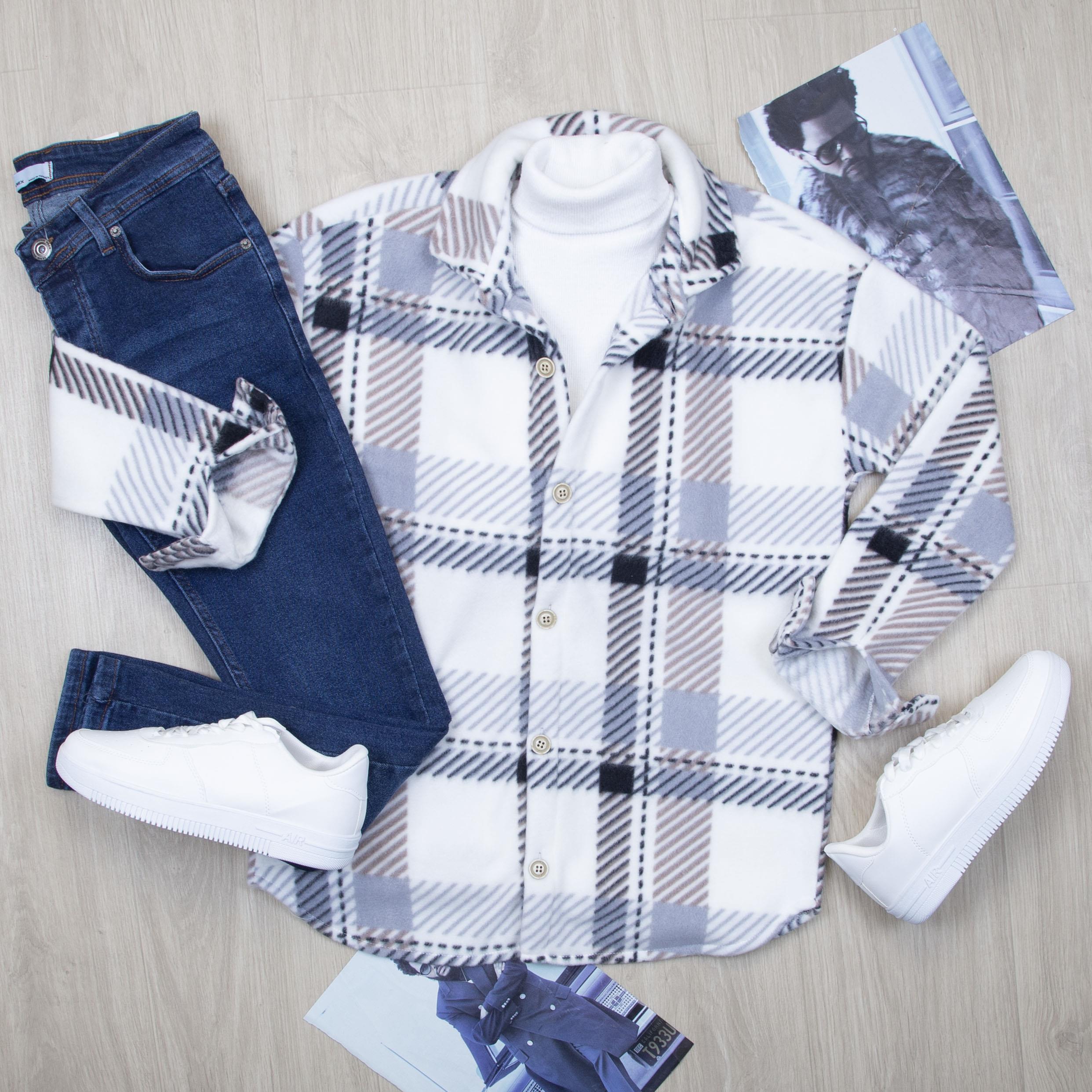 Ekose Polar Gömlek Body Pantolon Ayakkabı Kombin