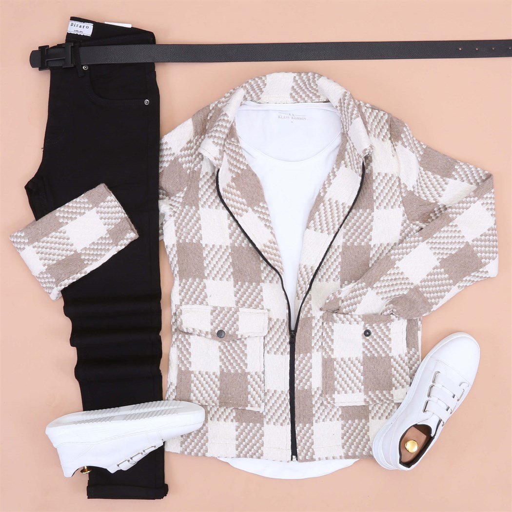 Ekoseli Triko Ayakkabı kombini