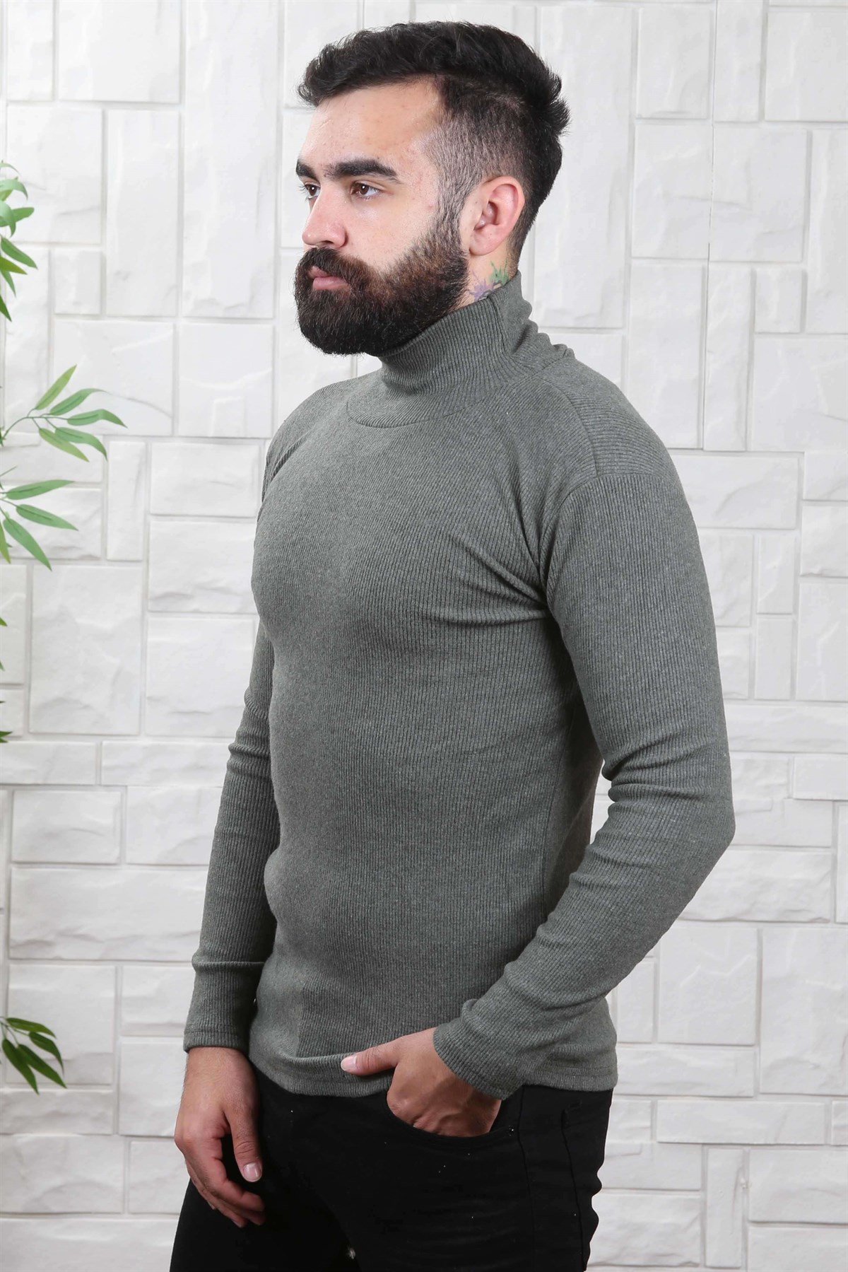 ERKEK BALIKCI YAKA ERKEK TRİKO HAKİ HAKİ