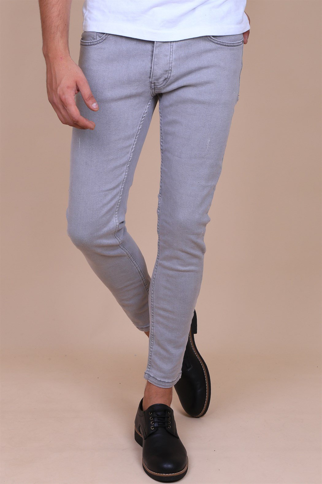 ERKEK SLIMFİT KOT PANTOLON GRİ JEAN GRİ