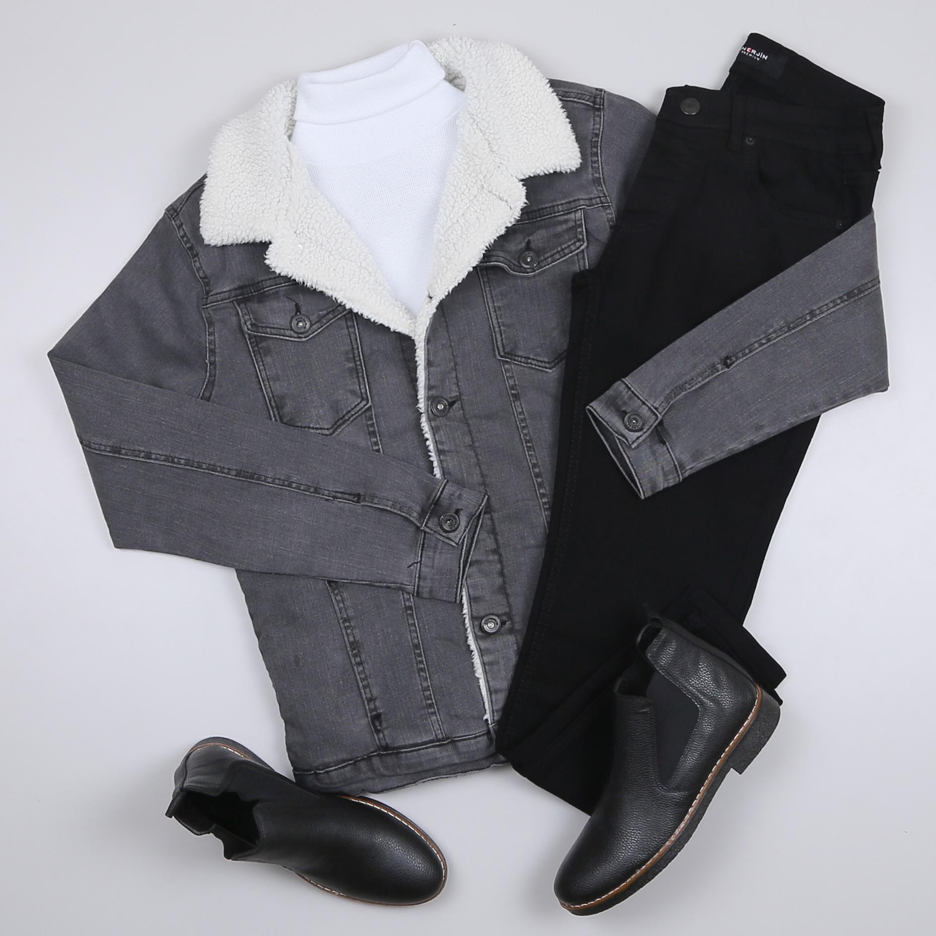 Füme Kürklü Kot Ceket Boğazlı Body Pantolon Bot Kombin