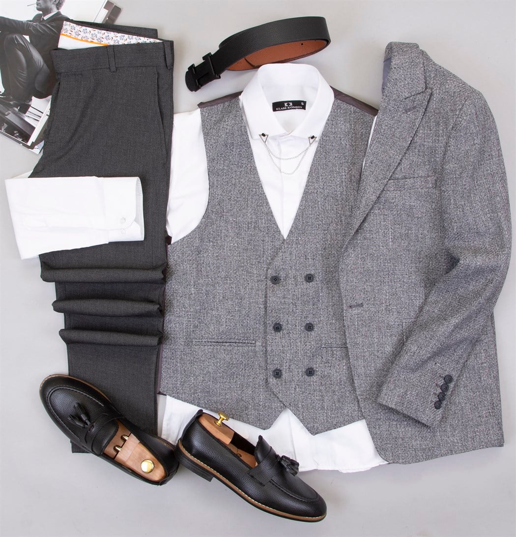 Füme Takım Elbise Kombin