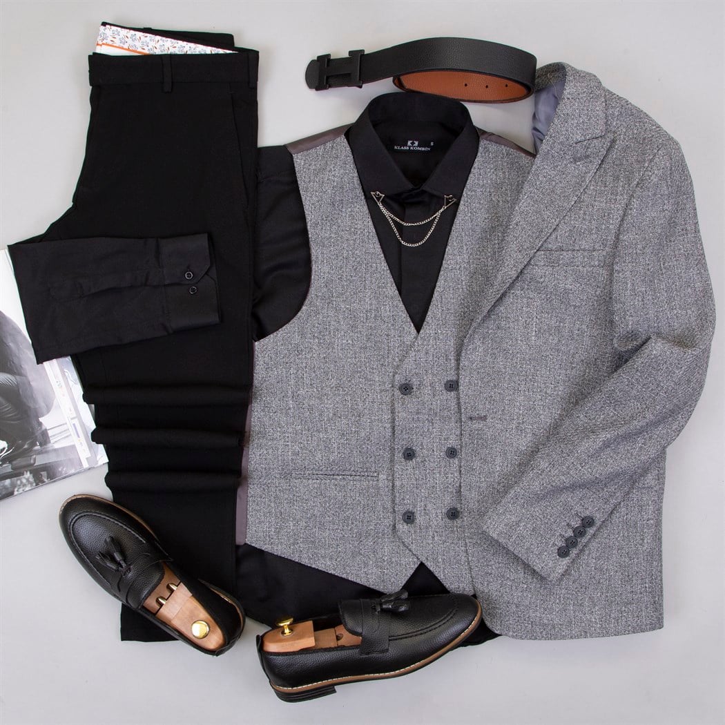 Füme Takım Elbise Kombin