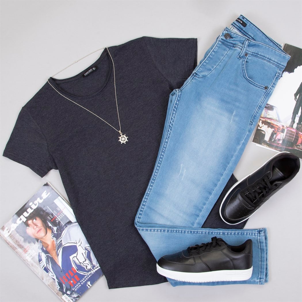 Füme Tişört Pantolon Ayakkabı Kombin