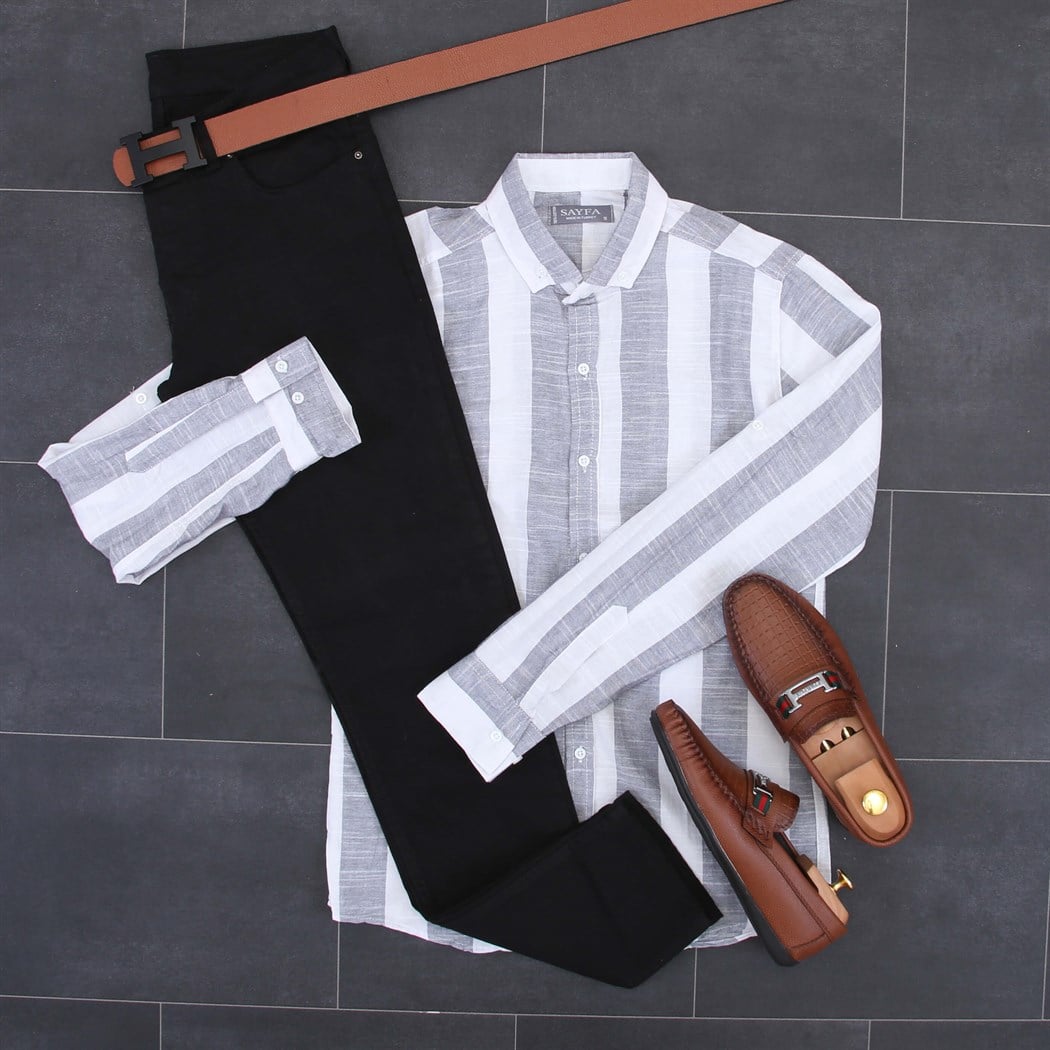 Gömlek Siyah Kot Pantolon Klasik Ayakkabı Kombini 