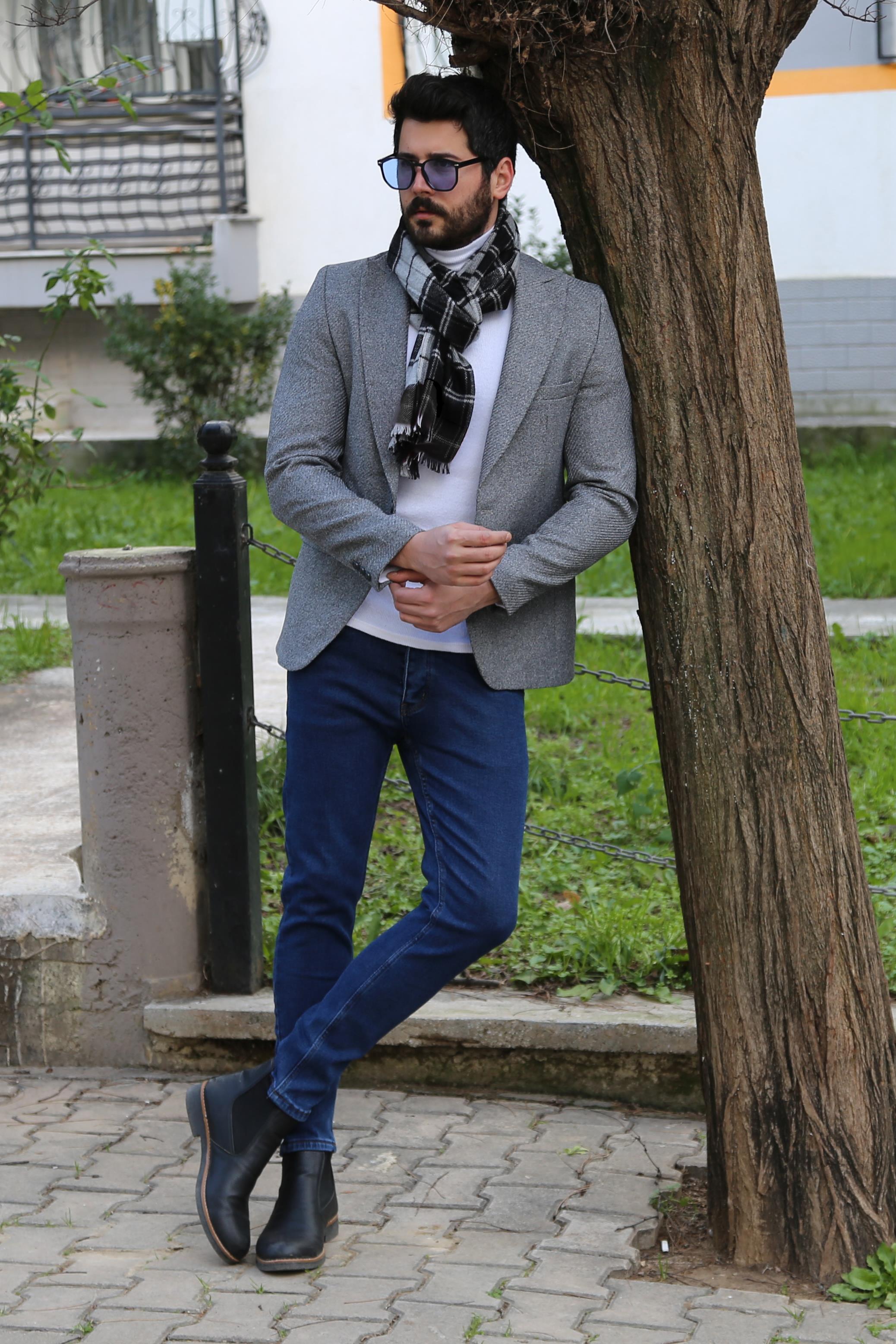 Gri Blazer Ceket Kombini