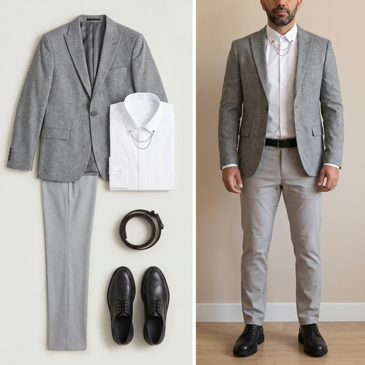 Gri Blazer Ceket Kombini Erkek | Slim Fit Şık Komple Set