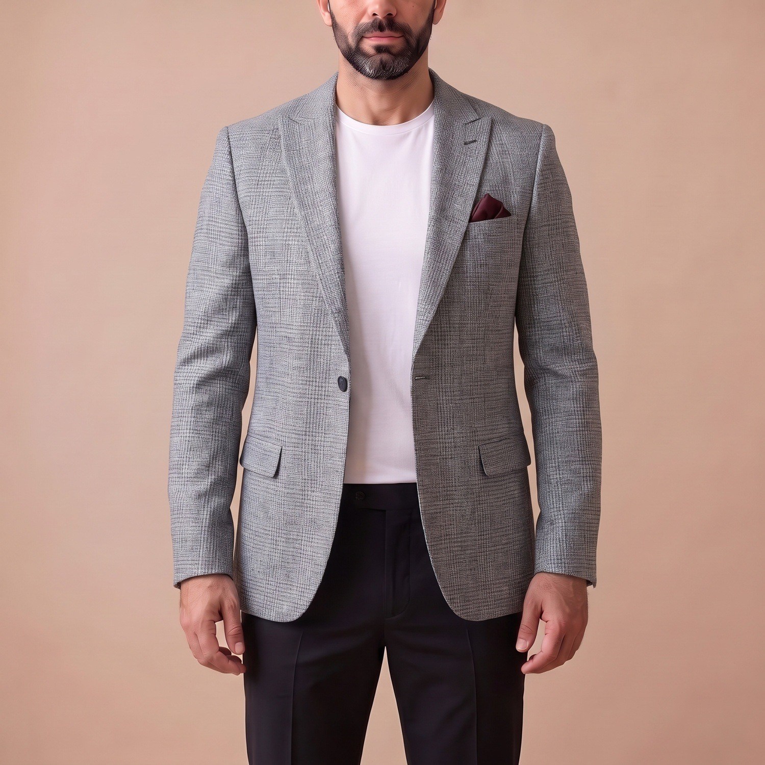 Gri Ekose Blazer Ceket Erkek