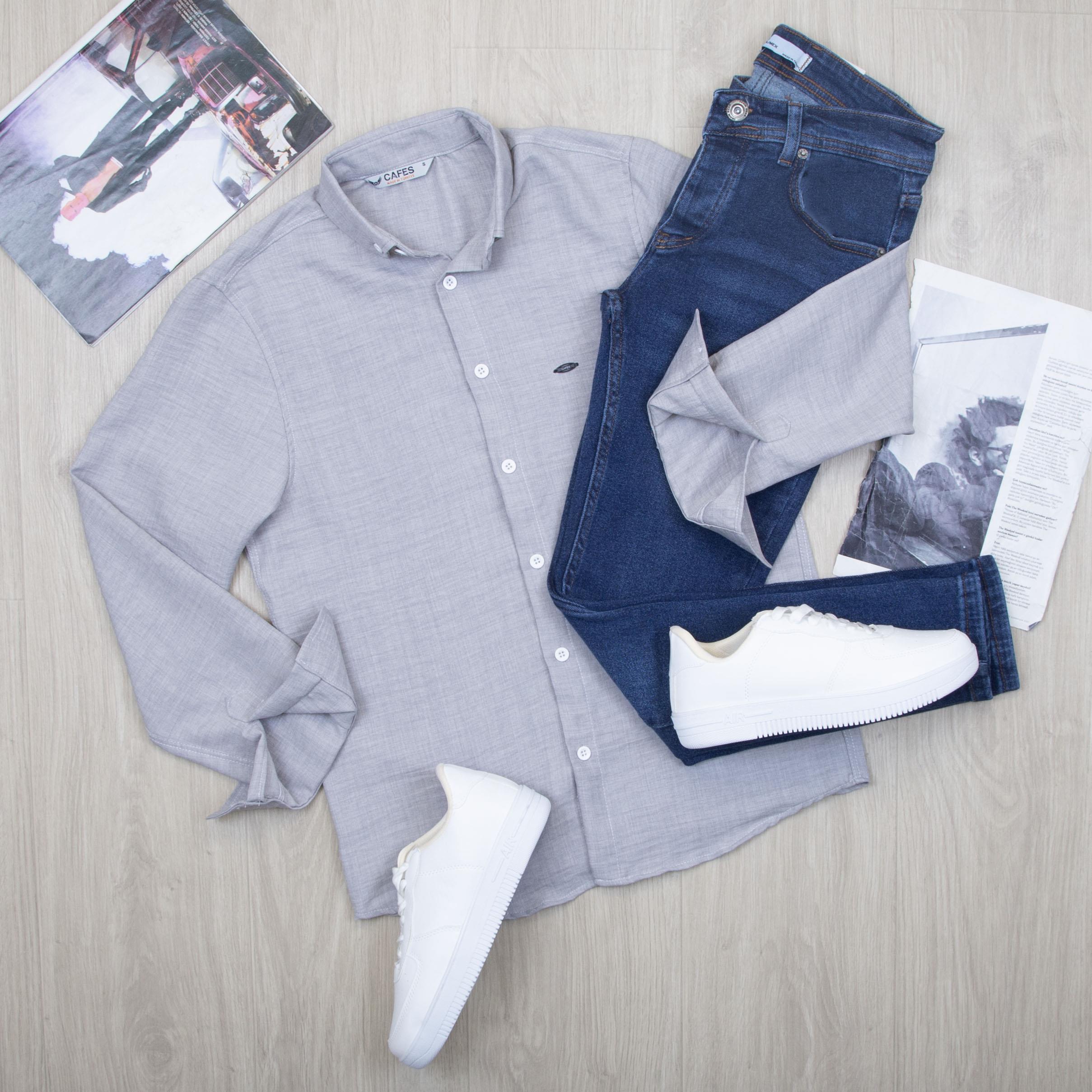 Gri Gömlek Pantolon Ayakkabı Kombin