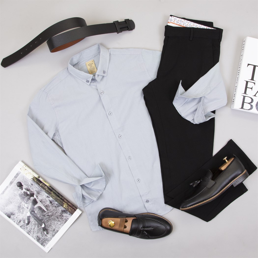 Gri Gömlek Pantolon Ayakkabı Kombini 