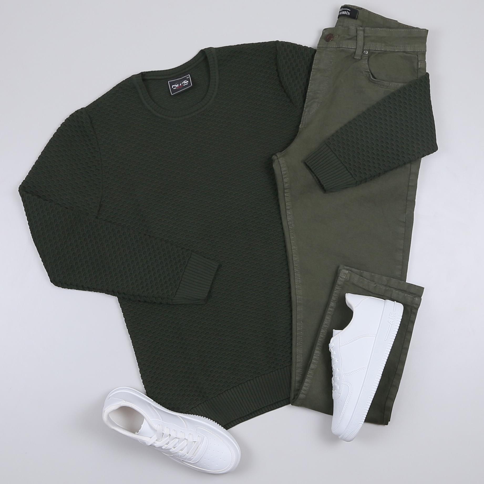 Haki Kazak Kot Pantolon Ayakkabı Kombini