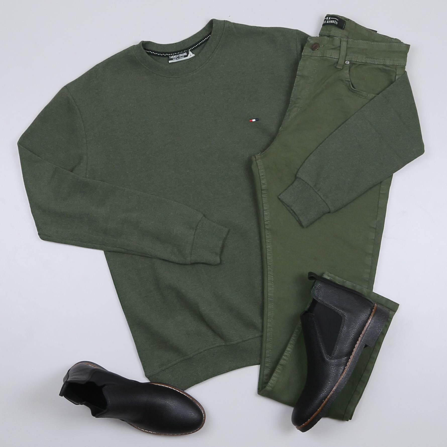 Haki Kazak Kot Pantolon Bot Kombini