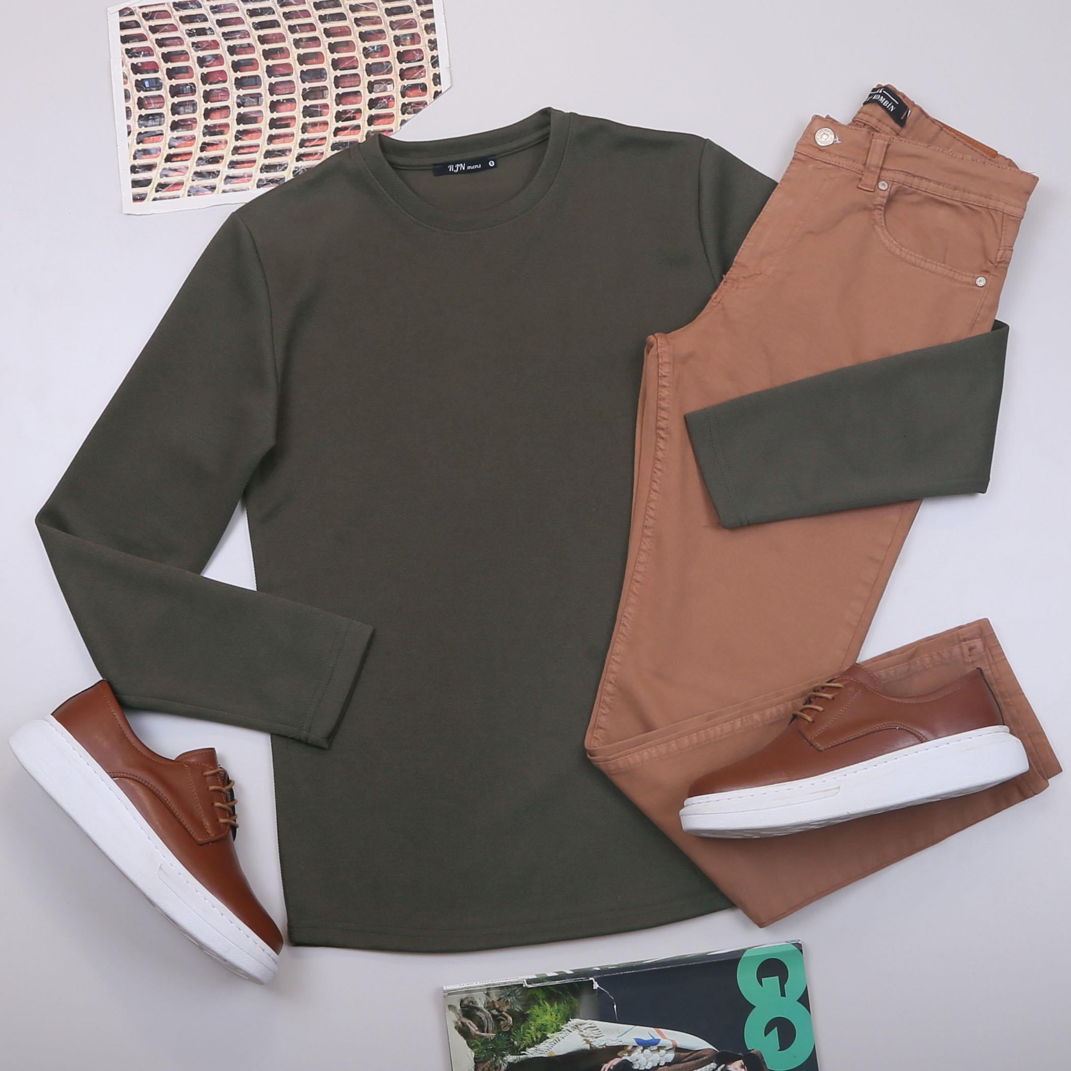 Haki Kazak Pantolon Ayakkabı Kombin