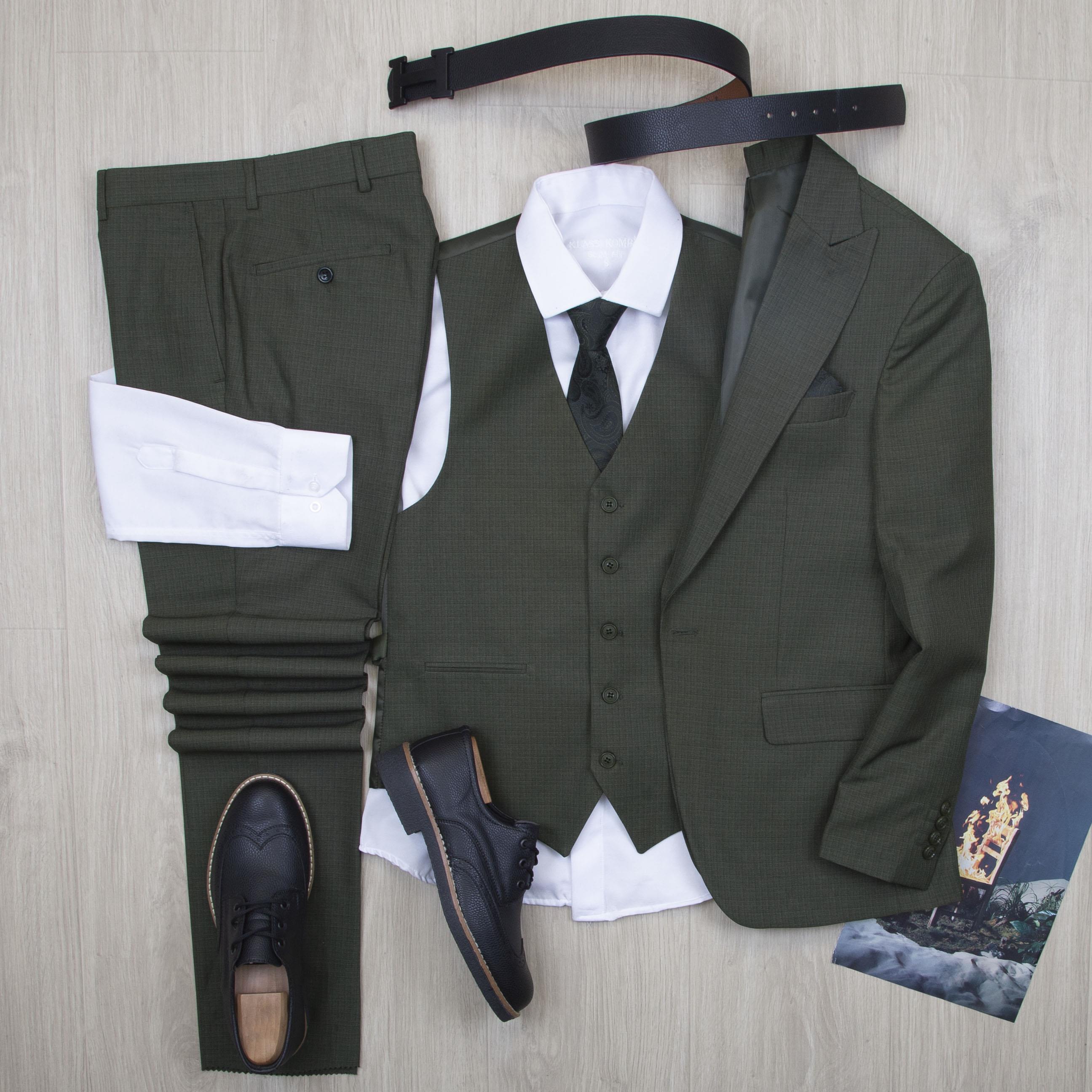 Haki Takım Elbise Kombini