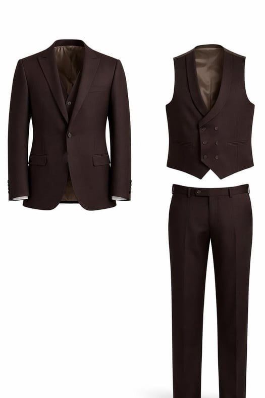 Kahve Ceket Yelek   Pantolon Kombini