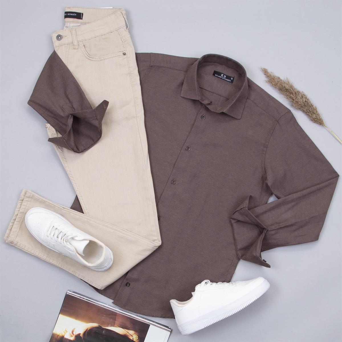 Kahve Gömlek Pantolon Ayakkabı Kombin