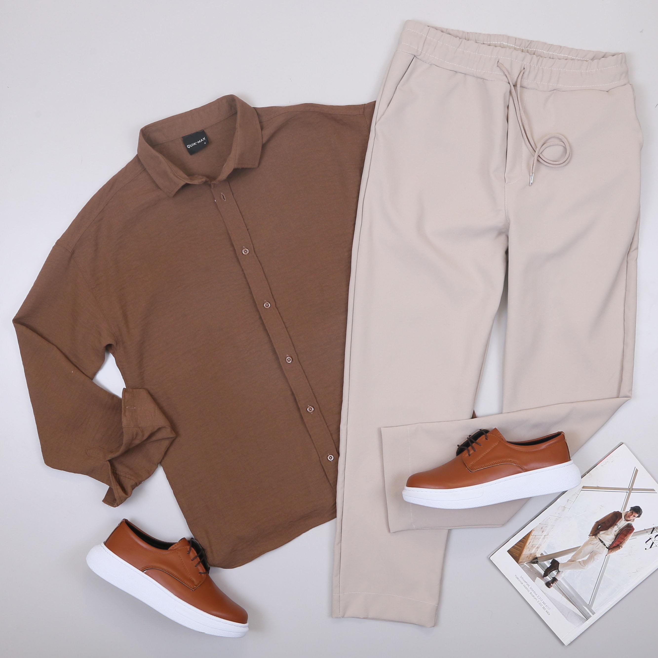Kahve Gömlek Pantolon Ayakkabı Kombin