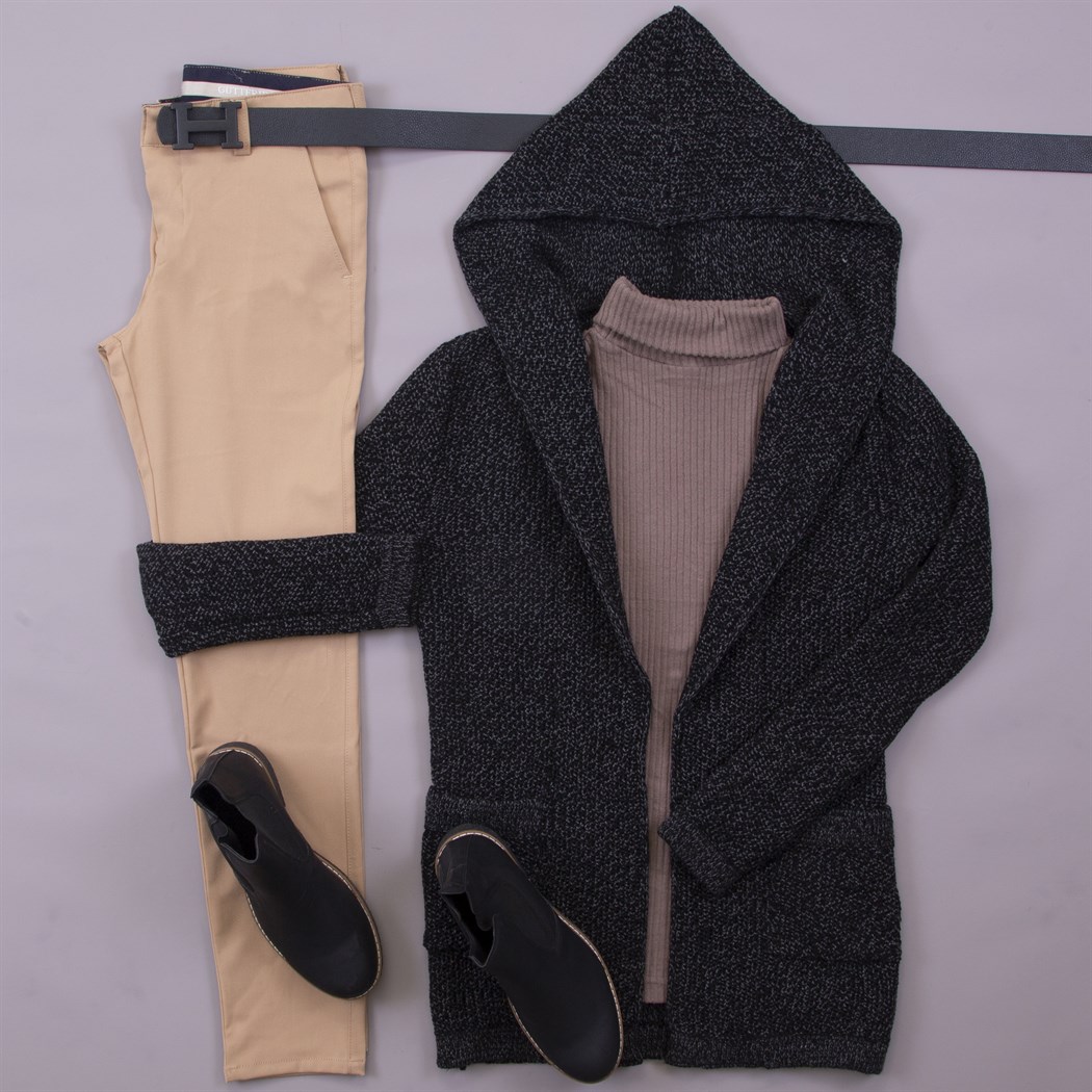 Kırçıllı Hırka Kazak Pantolon Bot Kombin