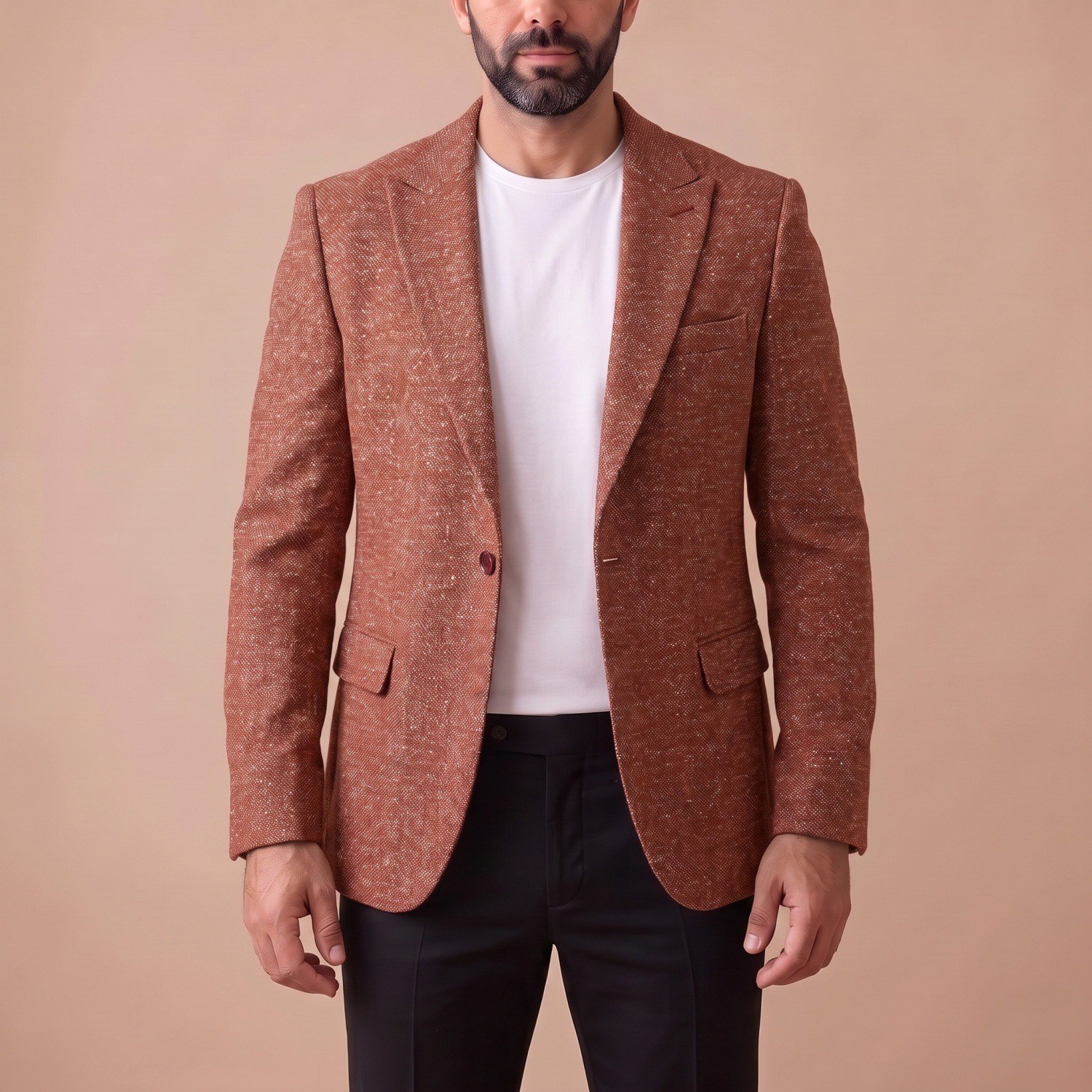 Kiremit Kırçıllı Blazer Ceket Erkek