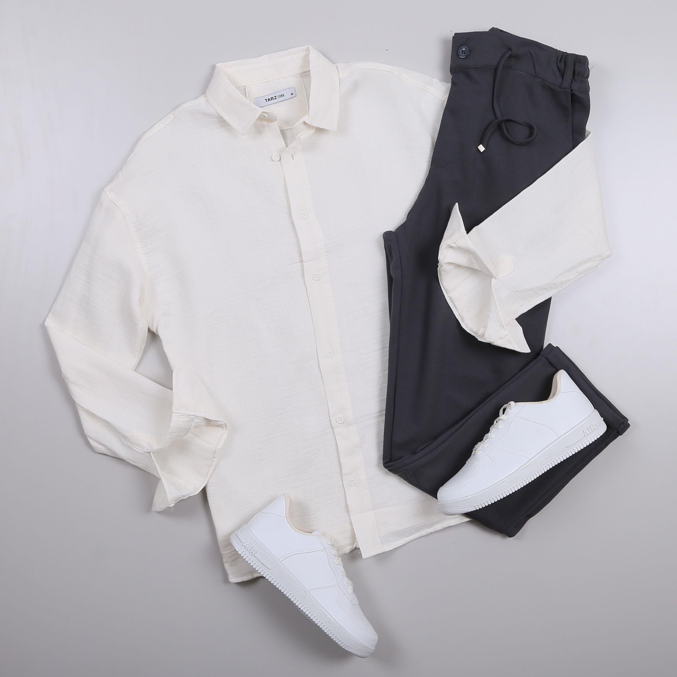 Kırık Beyaz Gömlek Pantolon Ayakkabı Kombin