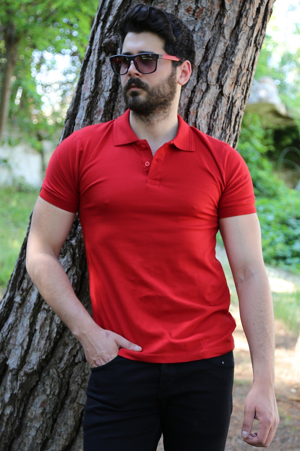 Kırmızı Polo Yaka Tshirt