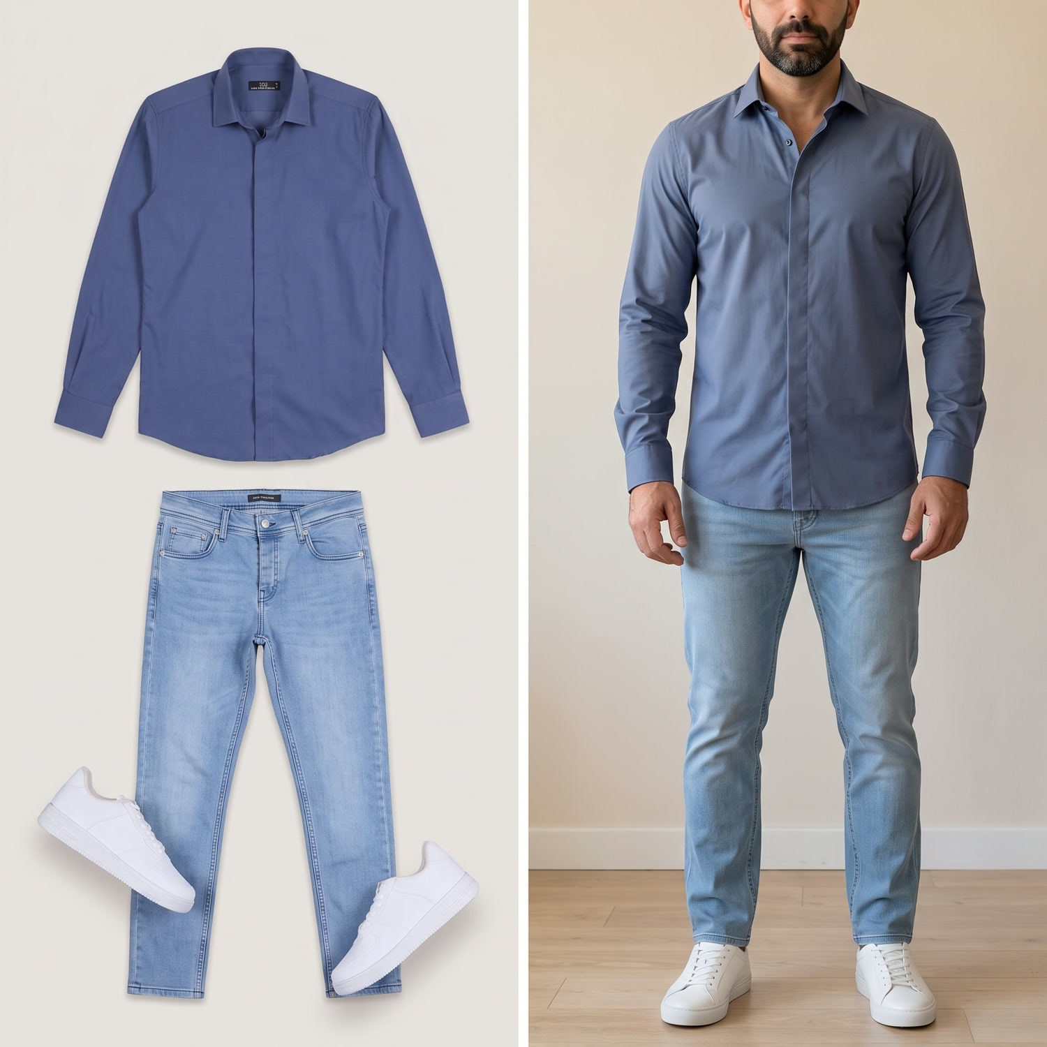 Koyu Mavi Gömlek Pantolon Ayakkabı Kombin