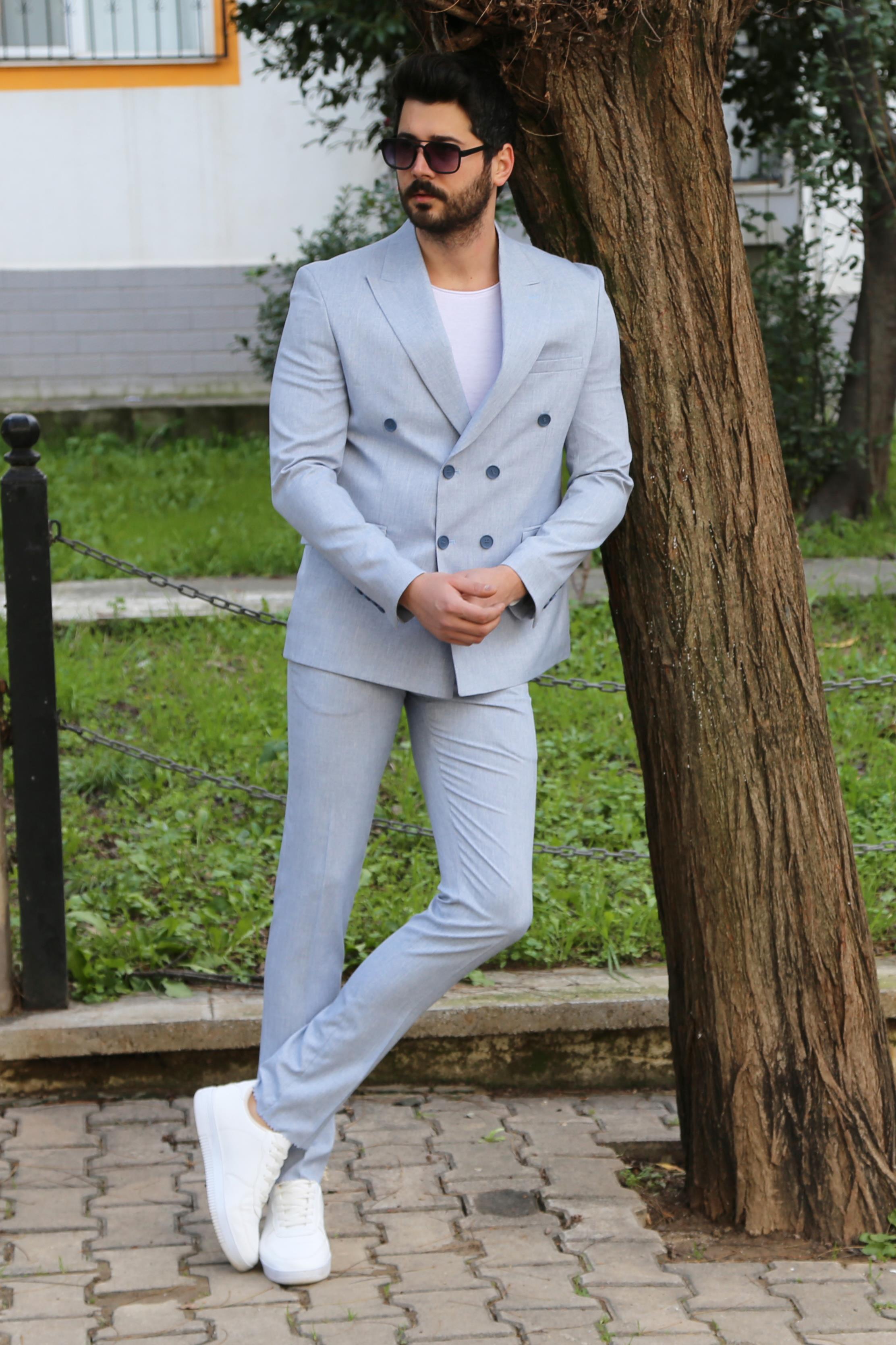 Kruvaze Ceket Pantolon 2'li Set