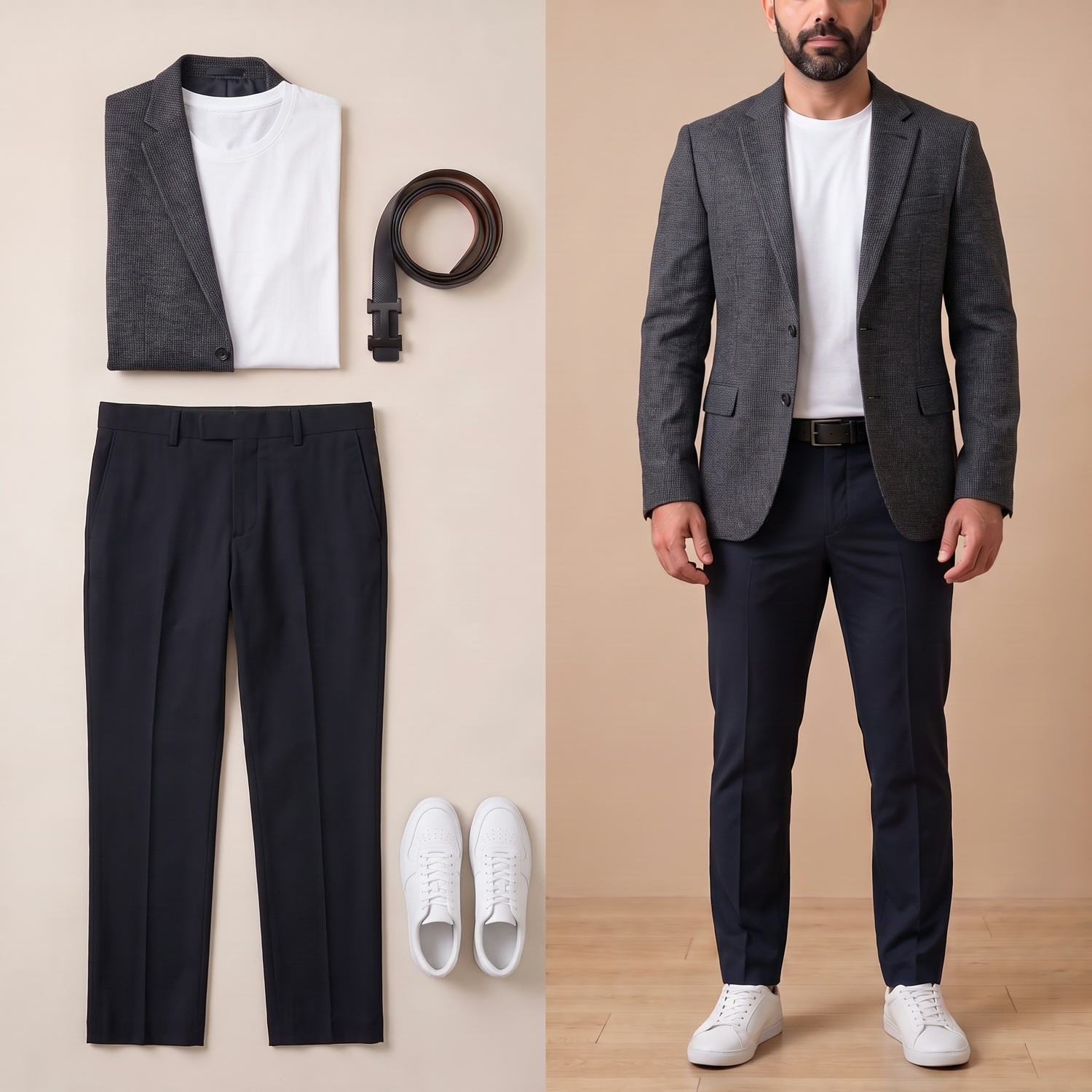 Lacivert Blazer Ceket Kombini