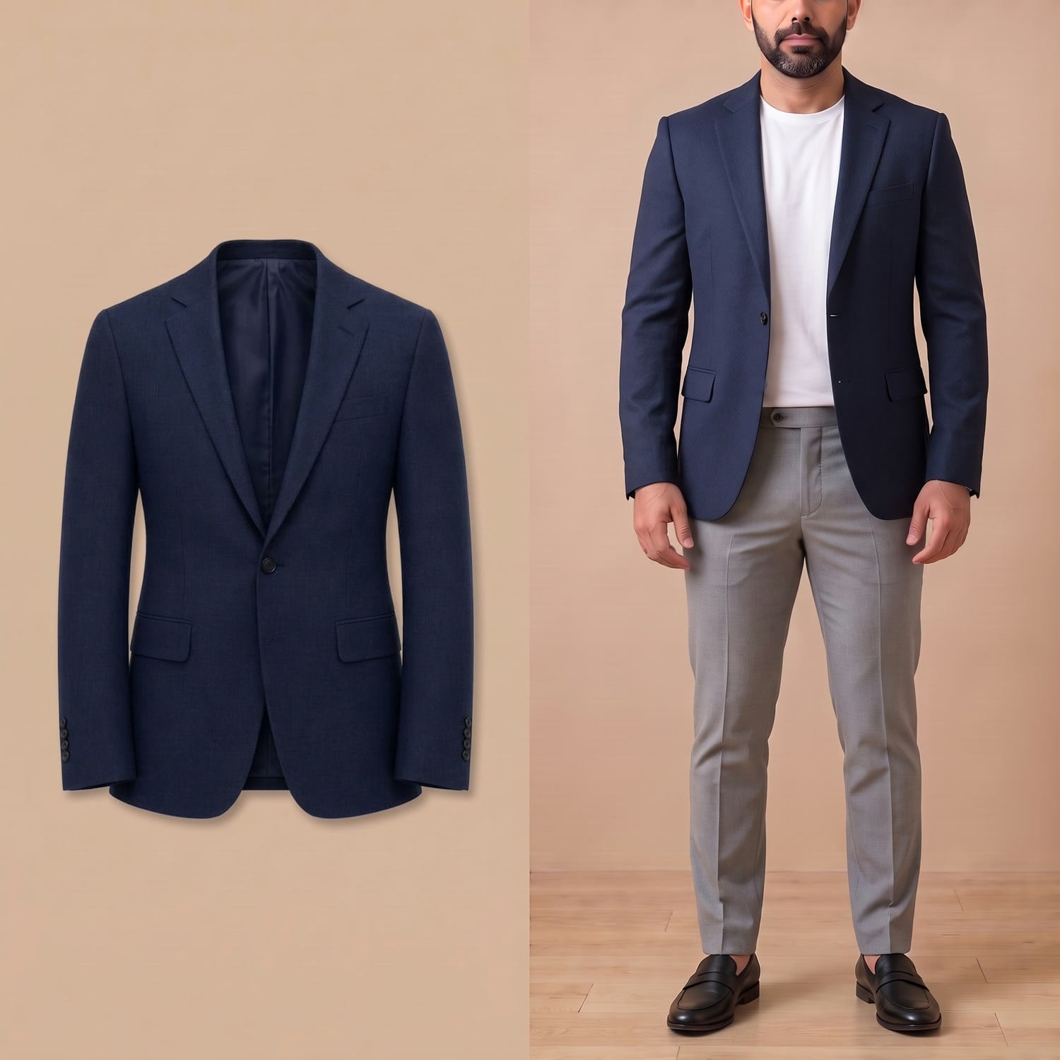 Lacivert Blazer Tek Ceket Erkek | Slim Fit Modern Şık Ceket