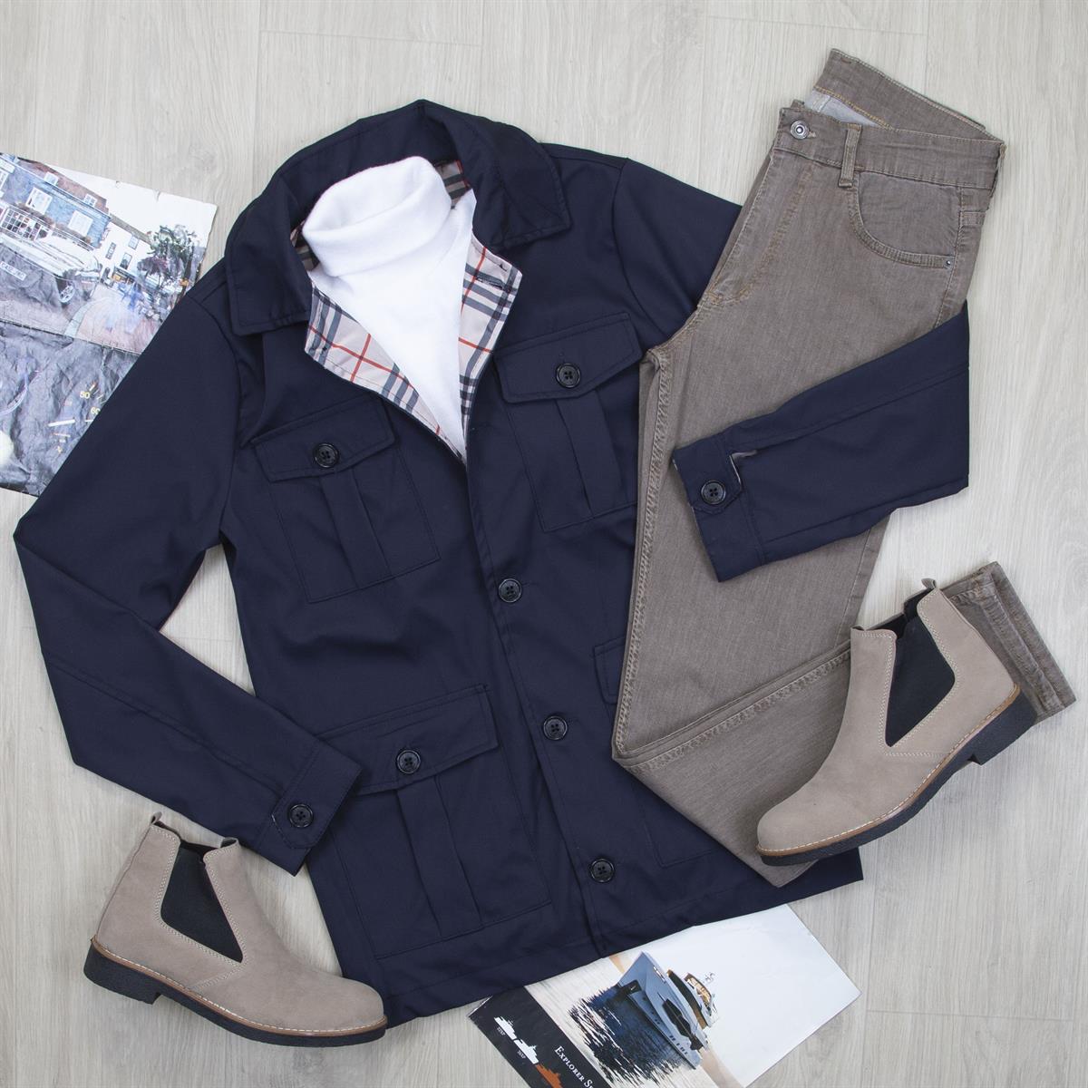 Lacivert Ceket Boğazlı Body Pantolon Bot Kombin