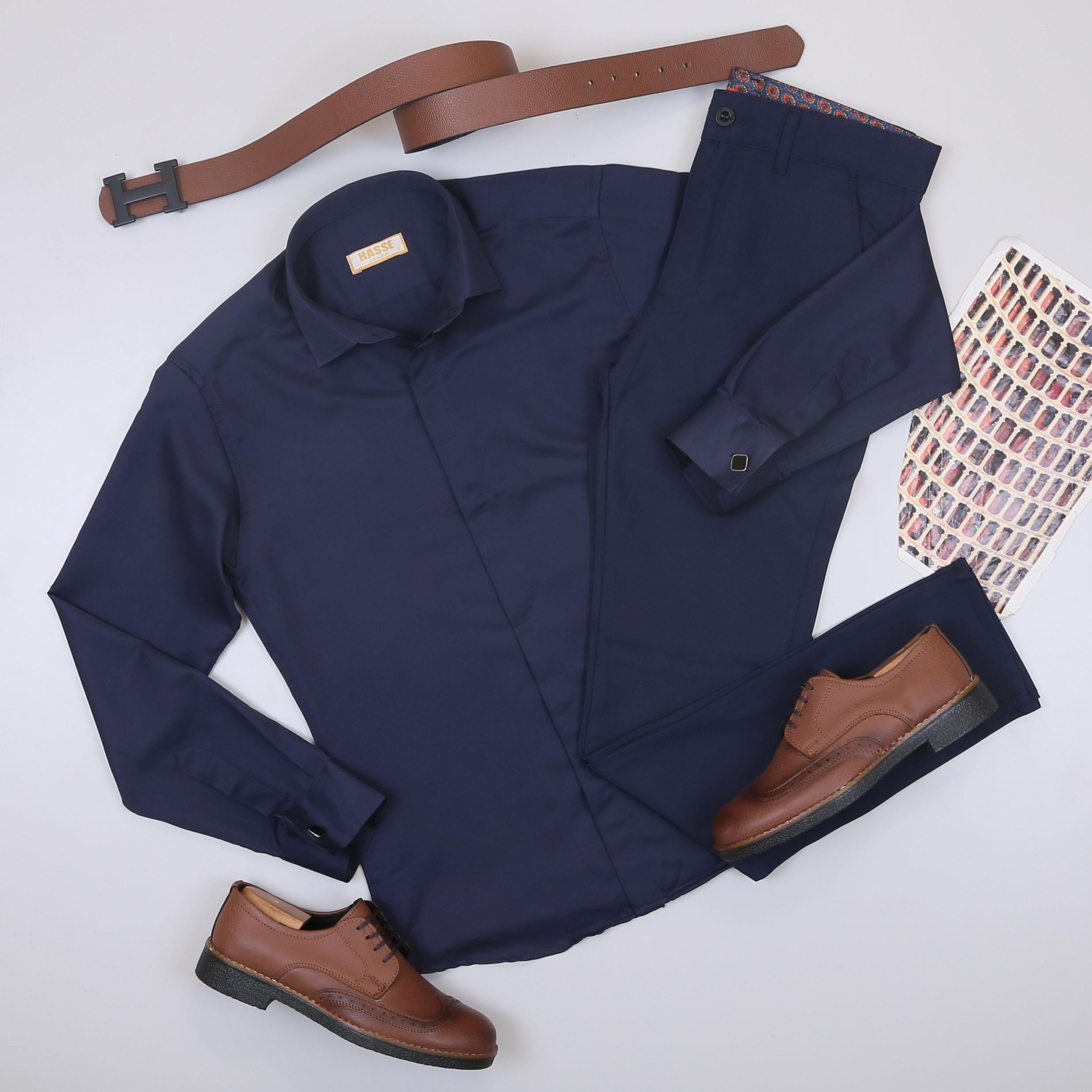 Lacivert Gömlek Lacivert Pantolon Ayakkabı Kombin