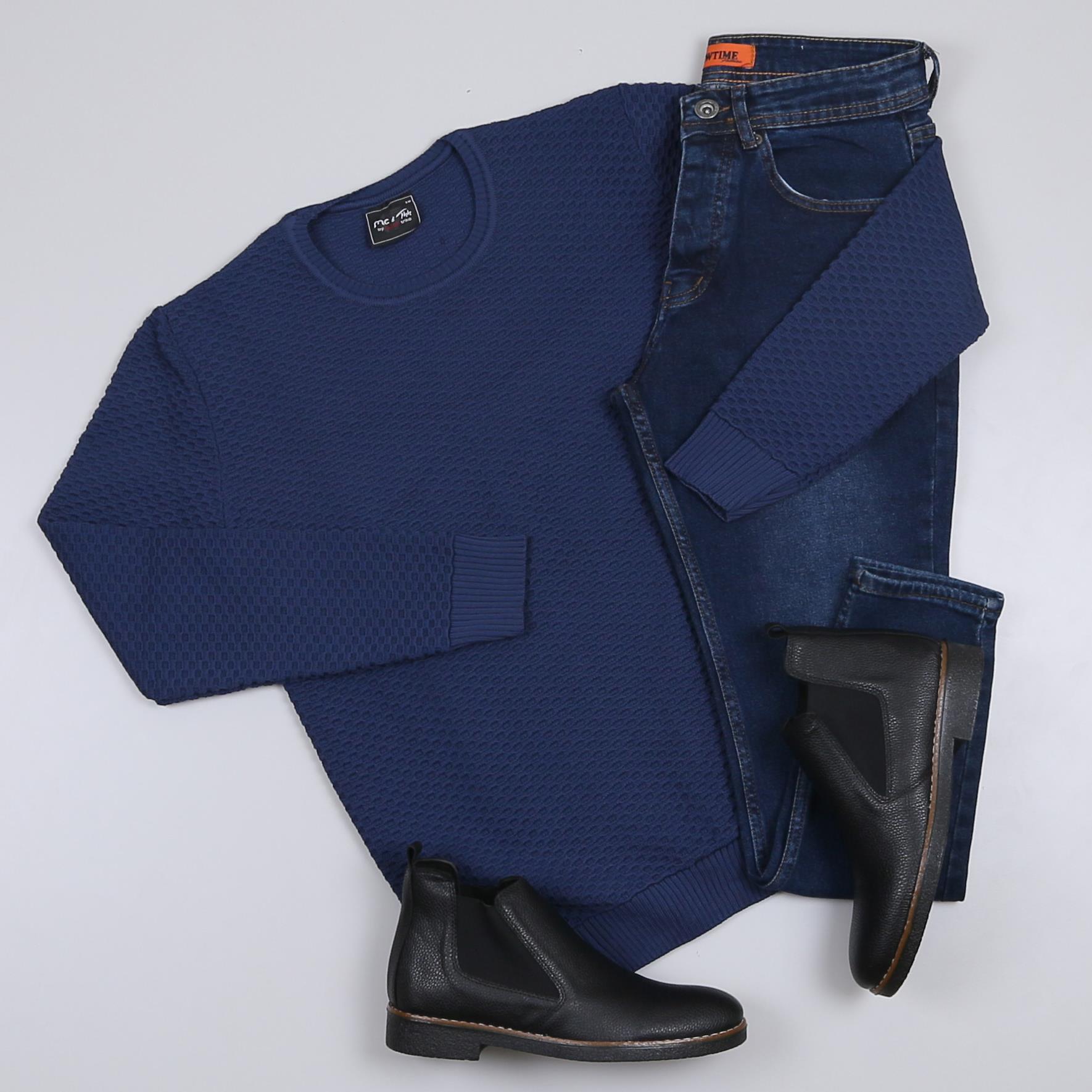 Lacivert Kazak Kot Pantolon Bot Kombini