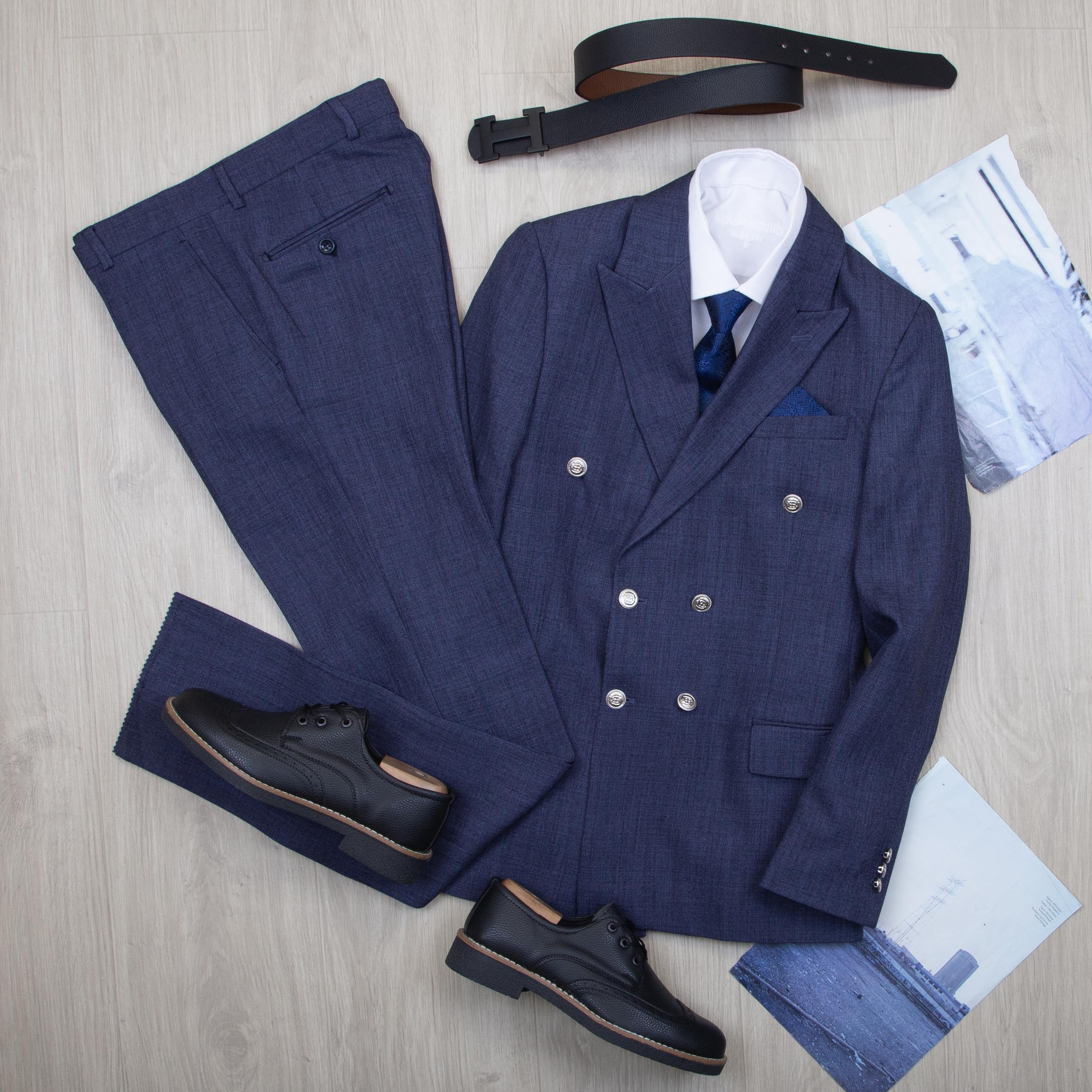 Lacivert Kruvaze Takım Elbise Kombini