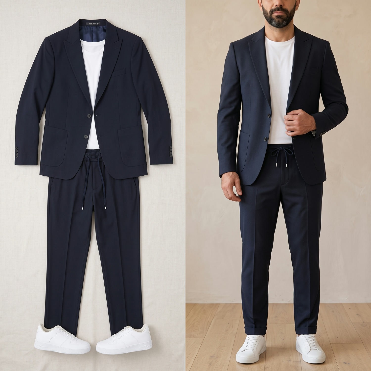 Lacivert Spor Takım Elbise Kombini Erkek | Slim Fit Şık Günlük Set