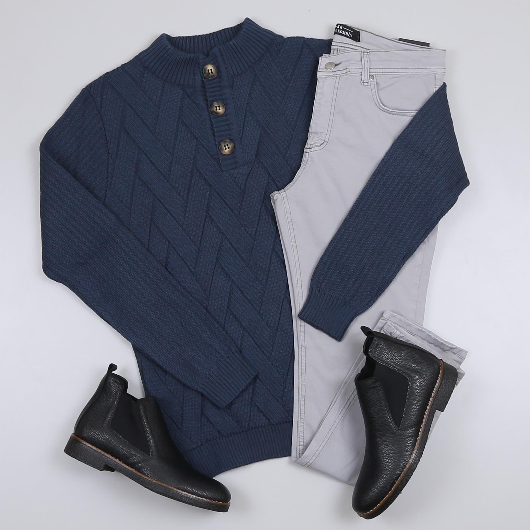 Lacivert Triko Kazak Kot Pantolon Bot Kombini